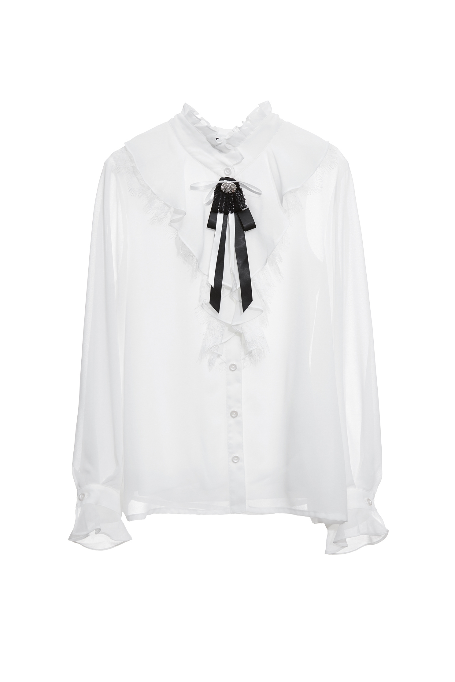 Ruffle Detail Chiffon BlouseRuffle Detail Chiffon Blouse,Tops,bestselling,Under shirts,White tops,Season (AW) Look,Lace,Chiffon