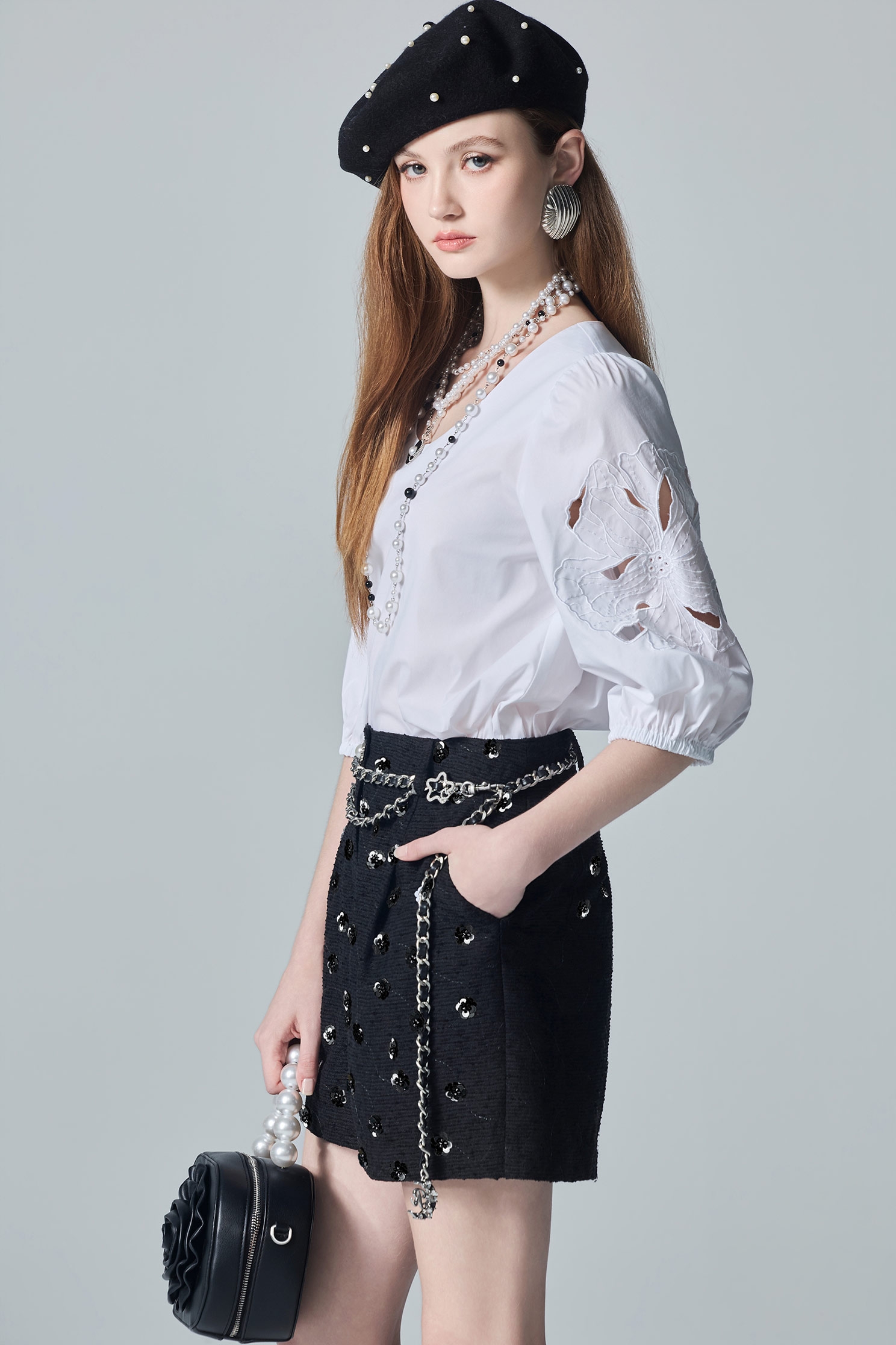 Floral Embroidery Sleeve White TopFloral Embroidery Sleeve White Top,Tops,Embroidered,Trends,White tops,Season (AW) Look