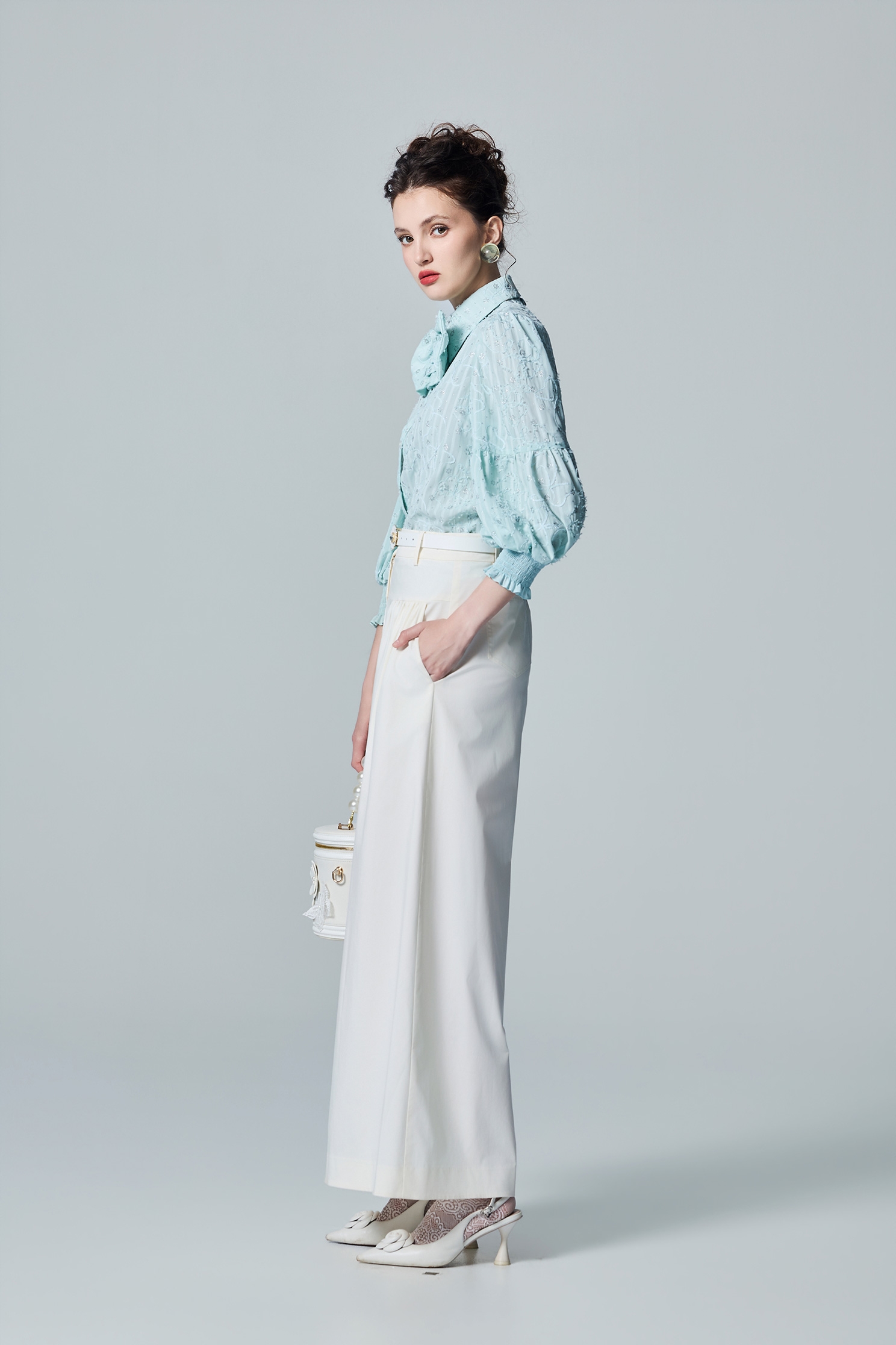 Bow Collar Floral Detail BlouseBow Collar Floral Detail Blouse,Tops,Embroidered,Season (AW) Look,Embroidered,bows
