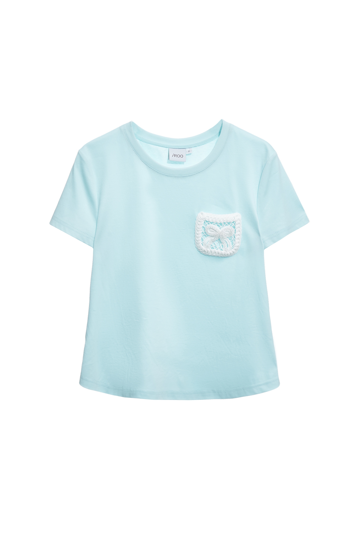 Bow Detail Patch Pocket Blue TeeBow Detail Patch Pocket Blue Tee,Tops,Season (AW) Look,bows