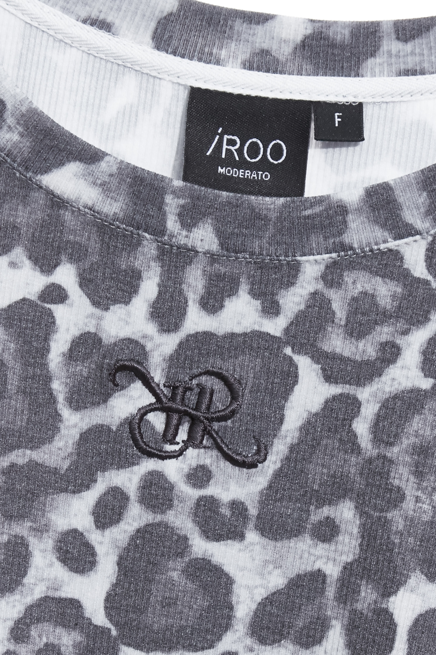 Charcoal Leopard Ink Print Style TeeCharcoal Leopard Ink Print Style Tee,T-shirts,Tops,Embroidered,Round neck tops,Season (AW) Look