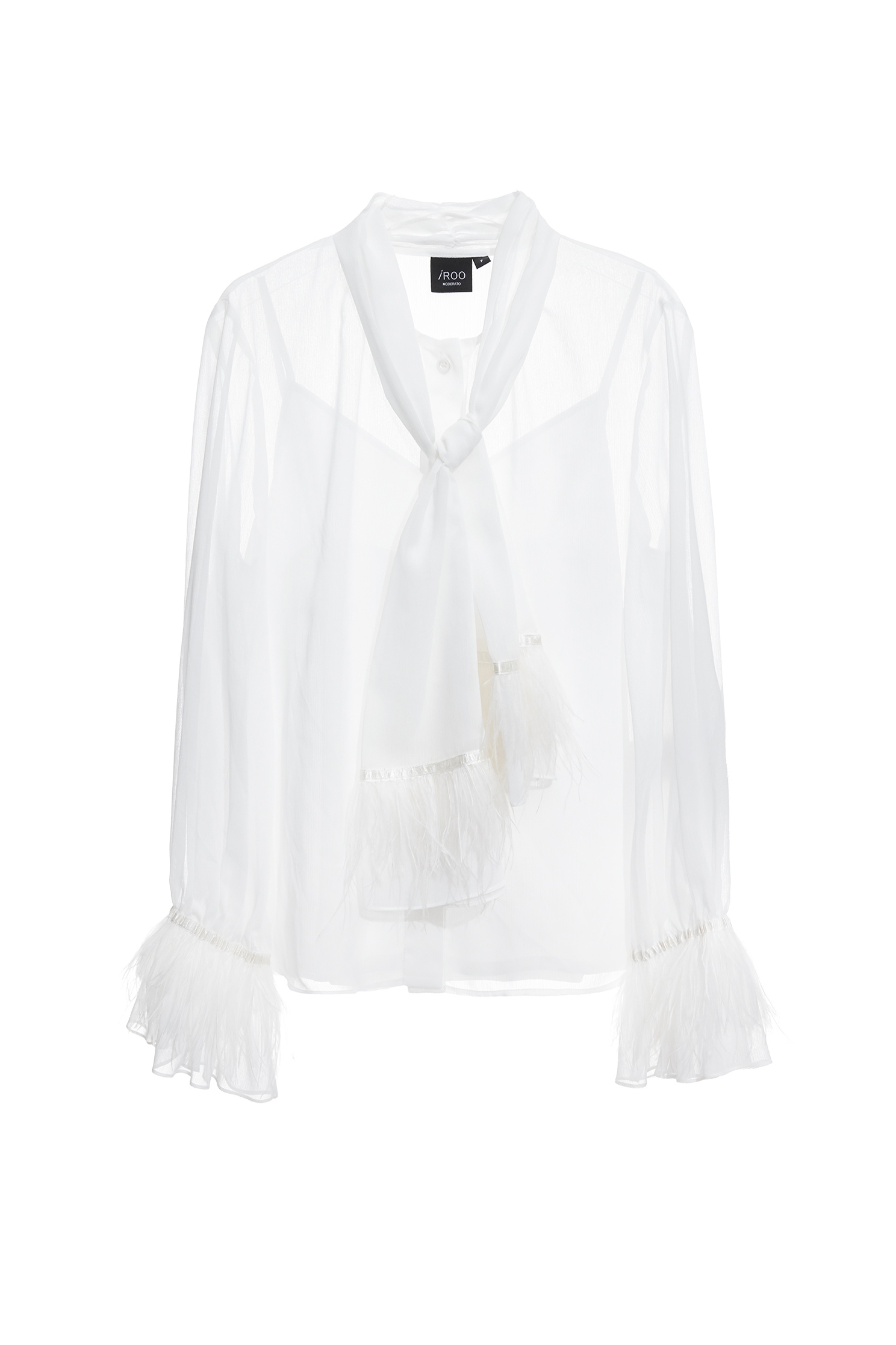 Fringe Detail Scarf Collar Chiffon BlouseFringe Detail Scarf Collar Chiffon Blouse,Tops,Under shirts,White tops,Season (AW) Look,Chiffon