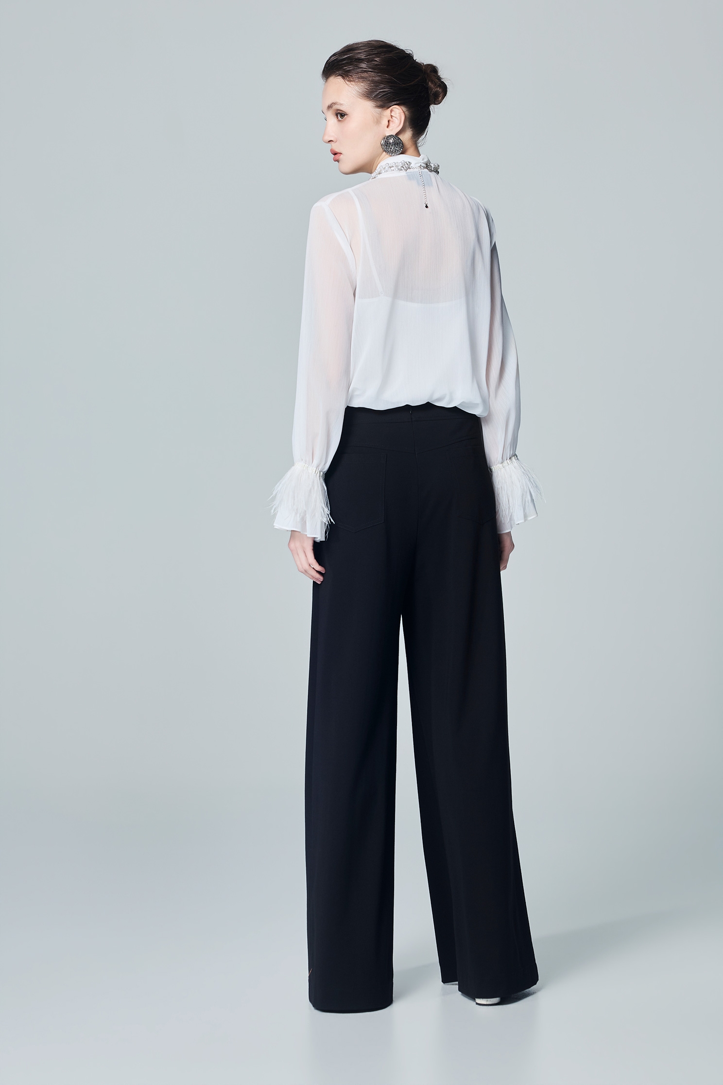 Fringe Detail Scarf Collar Chiffon BlouseFringe Detail Scarf Collar Chiffon Blouse,Tops,Under shirts,White tops,Season (AW) Look,Chiffon