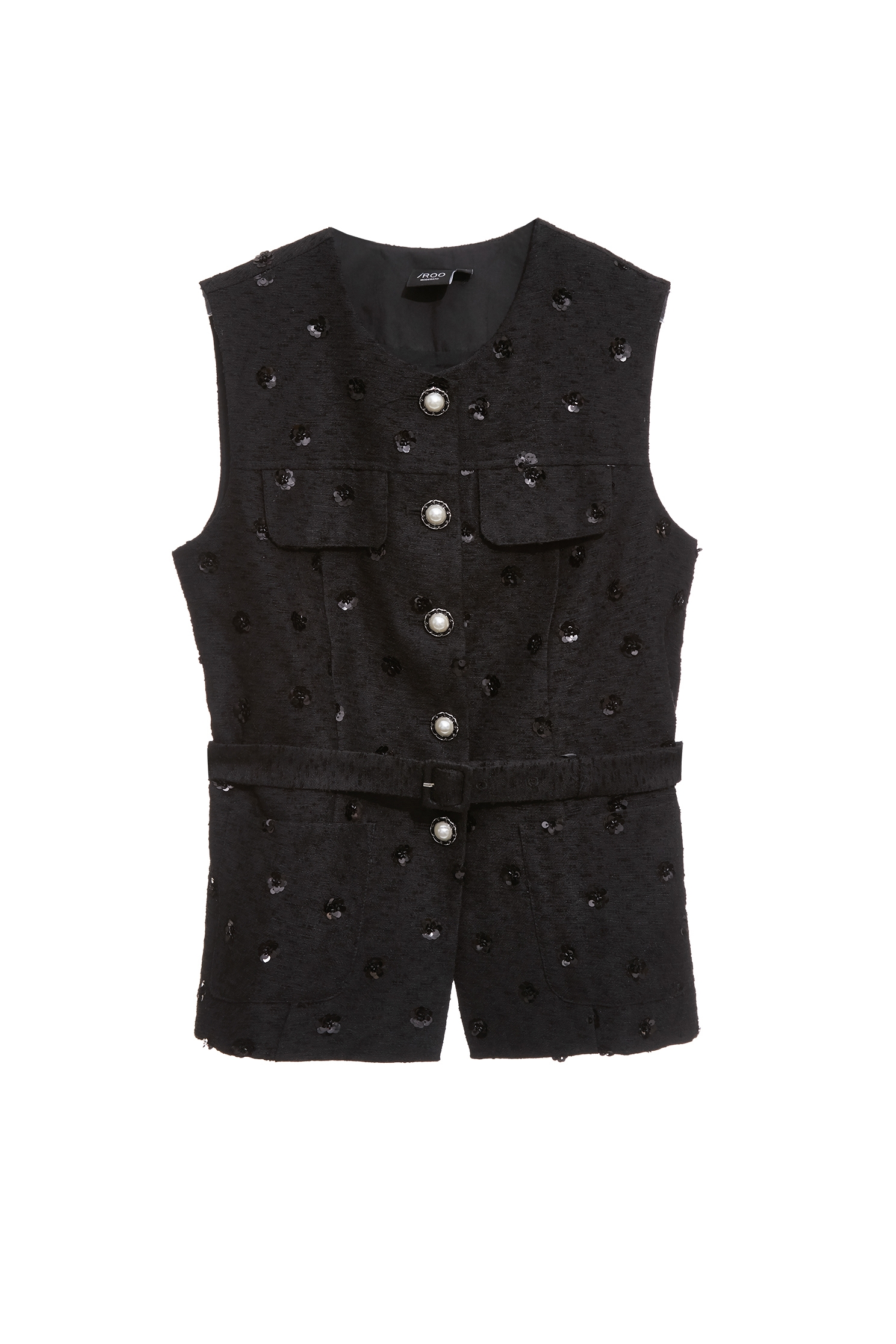 Floral Sequin Mid Length VestFloral Sequin Mid Length Vest,Jackets,sleeveless tops,Tops,bestselling,Outerwear,pearl,Season (AW) Look,sleeveless tops,black tops