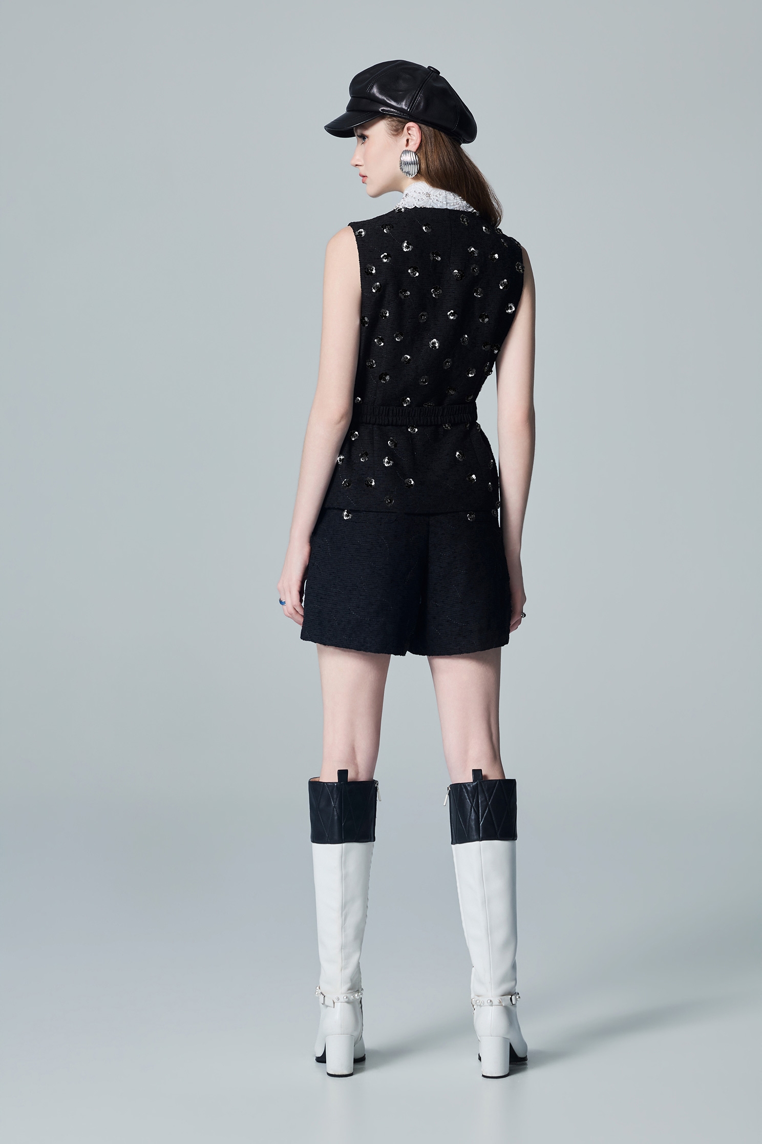 Floral Sequin Mid Length VestFloral Sequin Mid Length Vest,Jackets,sleeveless tops,Tops,bestselling,Outerwear,pearl,Season (AW) Look,sleeveless tops,black tops