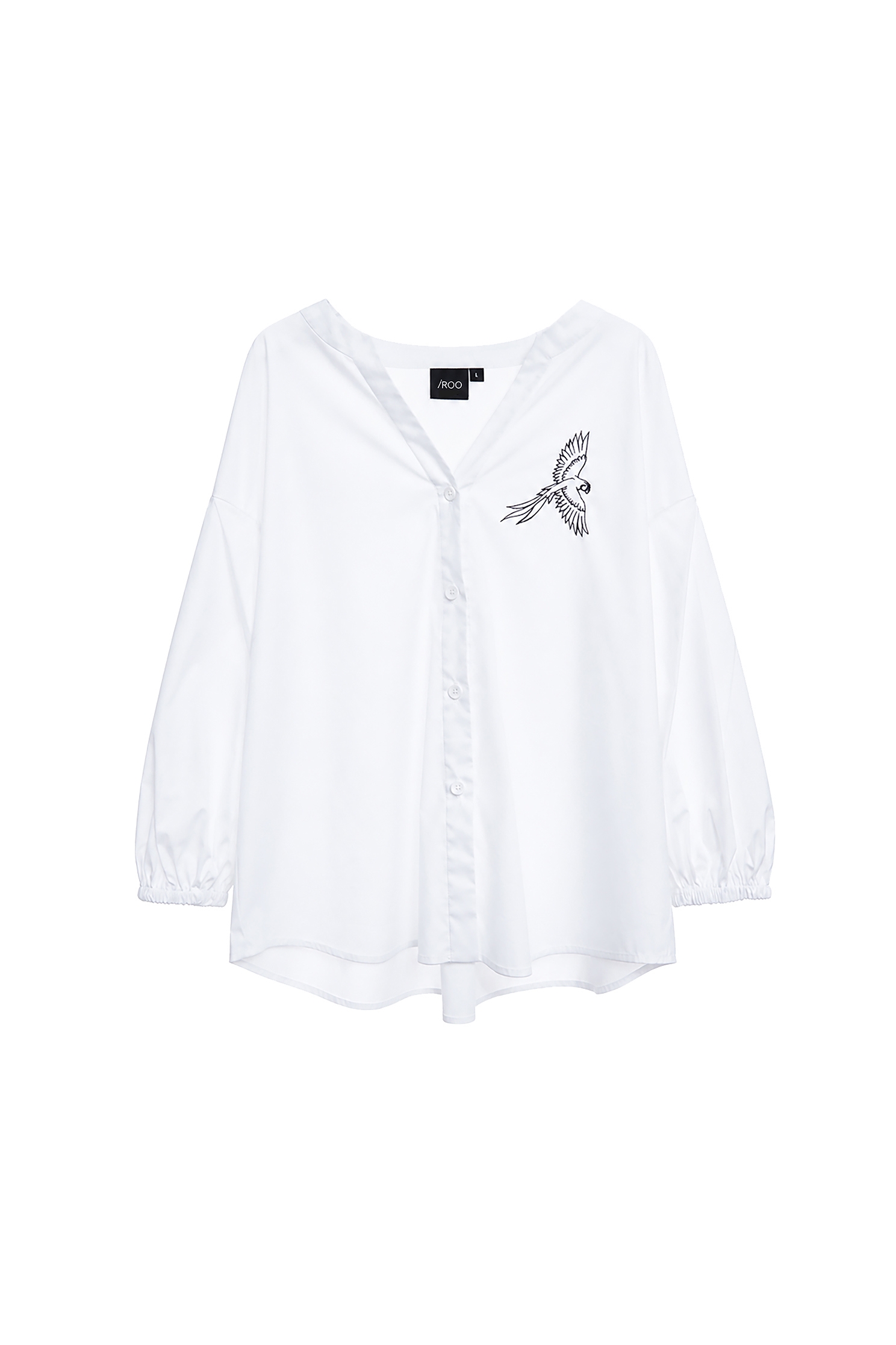 Bird Graphic Embroidery V-neck BlouseBird Graphic Embroidery V-neck Blouse,Tops,Embroidered,White tops,Season (AW) Look,Blouses