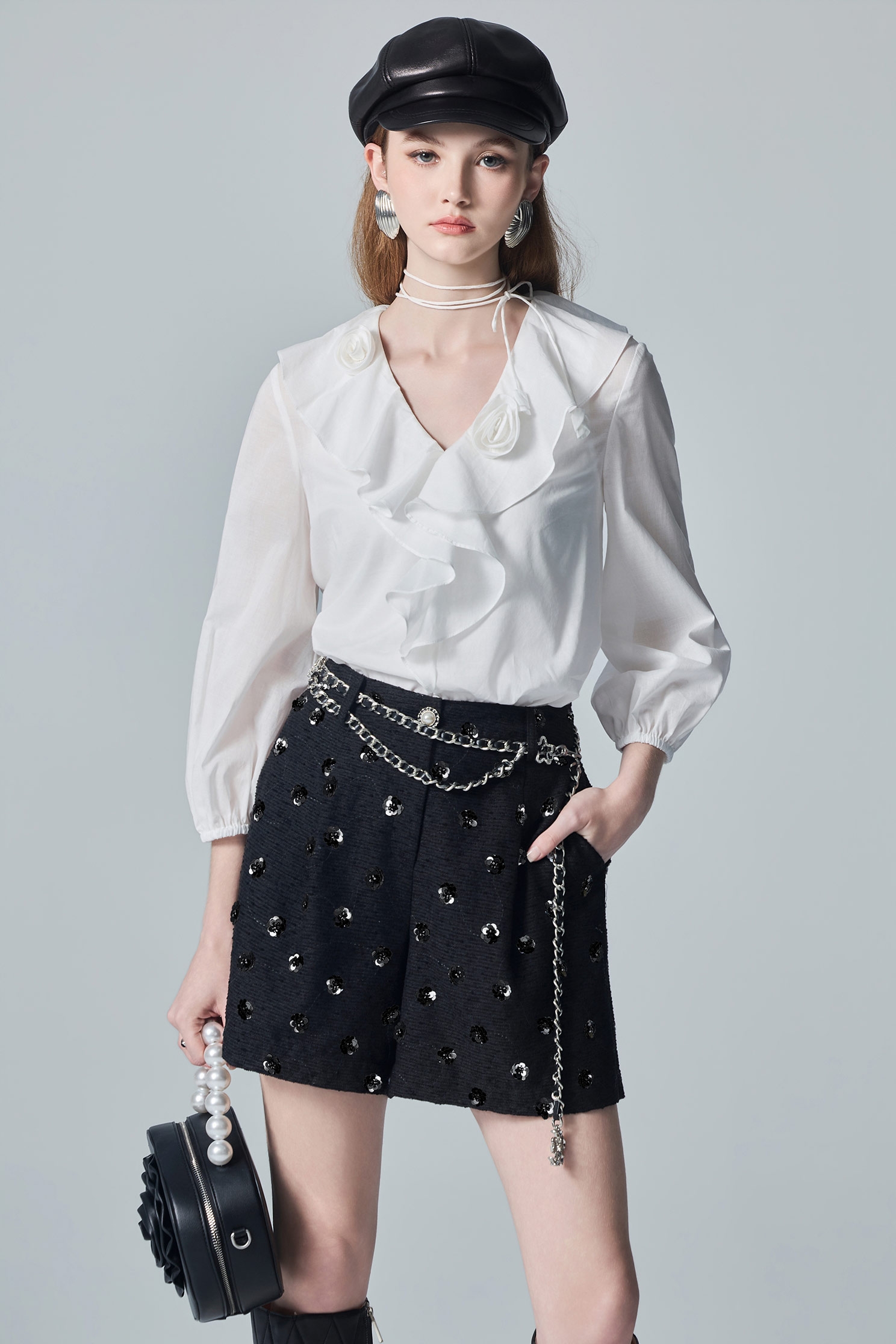 Rose Detail Ruffle TopRose Detail Ruffle Top,Tops,White tops,Season (AW) Look