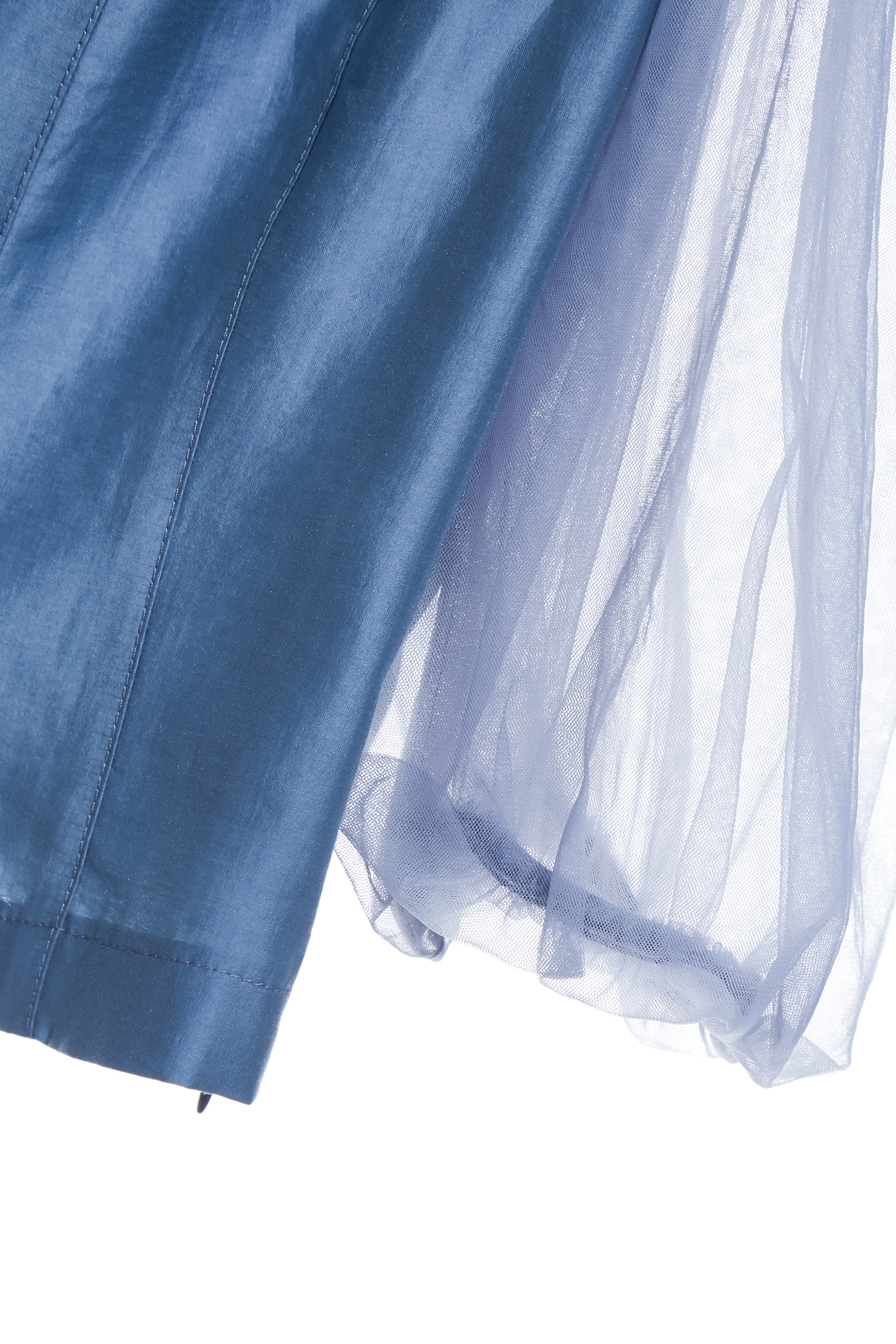 Flounce Neckline Blue TopFlounce Neckline Blue Top,Tops,Season (AW) Look,Mesh fabric