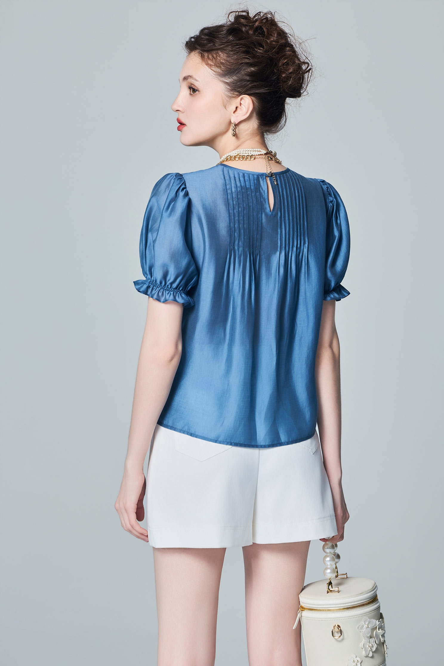 Lace Trim Detail Pleated TopLace Trim Detail Pleated Top,Tops,Season (AW) Look,Lace