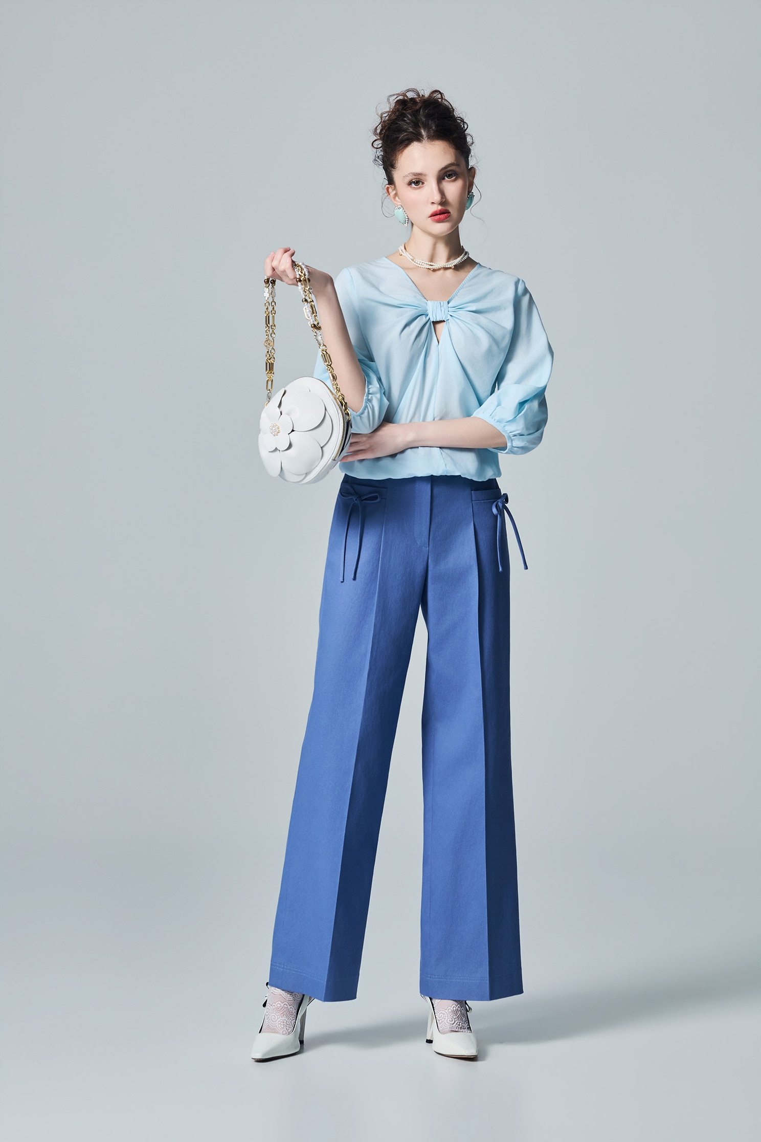 Front Knot Detail Blue TopFront Knot Detail Blue Top,Tops,Season (AW) Look