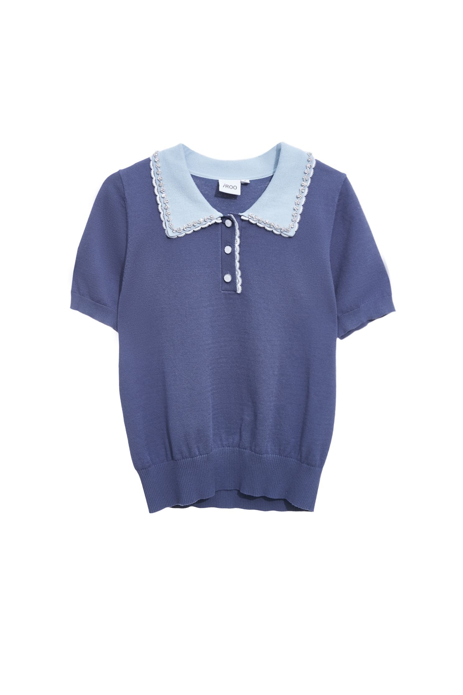 Contrast Collar Polo Knit TopContrast Collar Polo Knit Top,Tops,Season (AW) Look,Lace,Knitted,Knitted tops