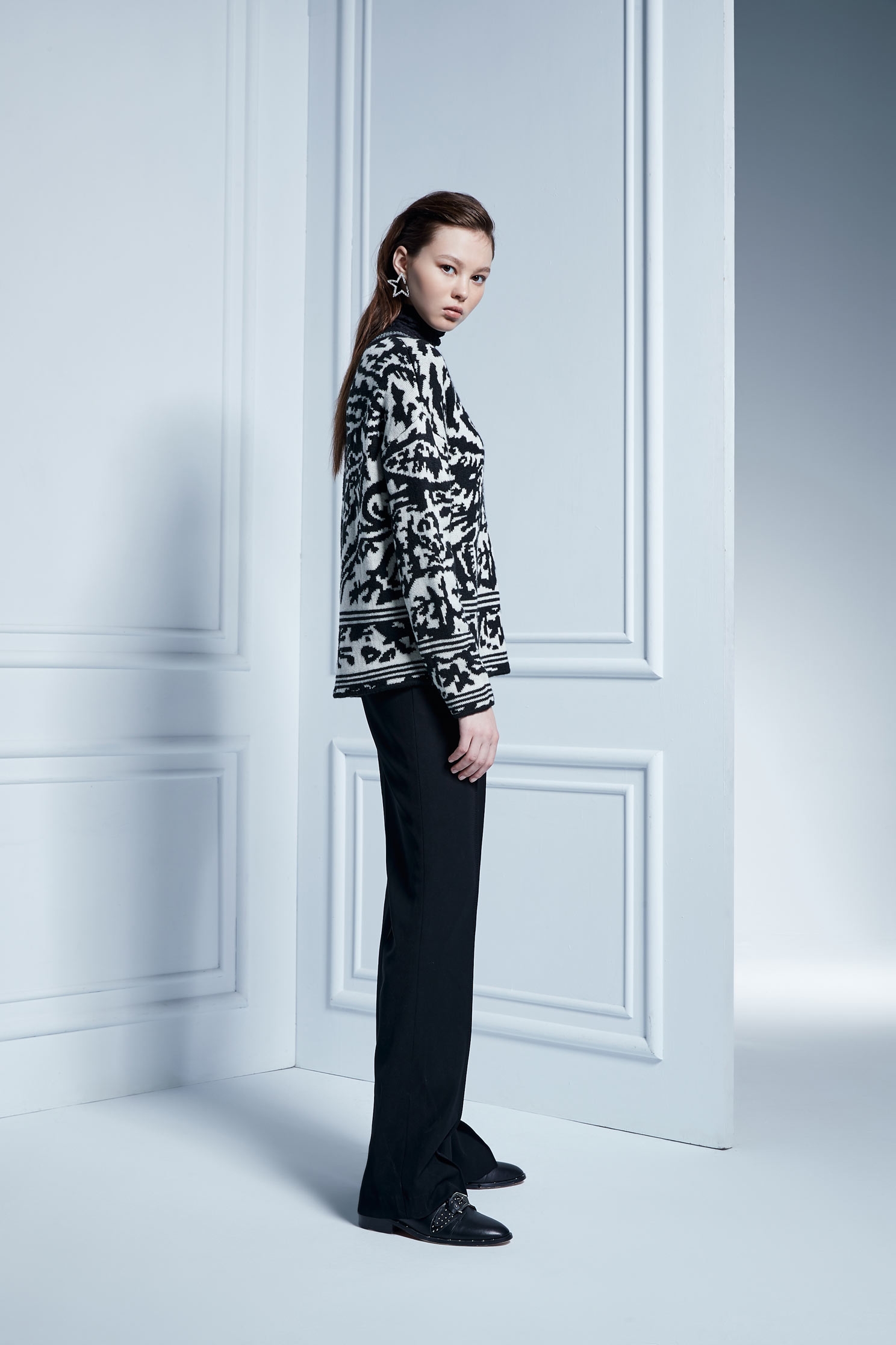 Long Sleeve Graphic Knit TopPatterned color knitwear,Season (AW) Look,Knitted,Knitted tops,Knitted tops,Long sleeve tops