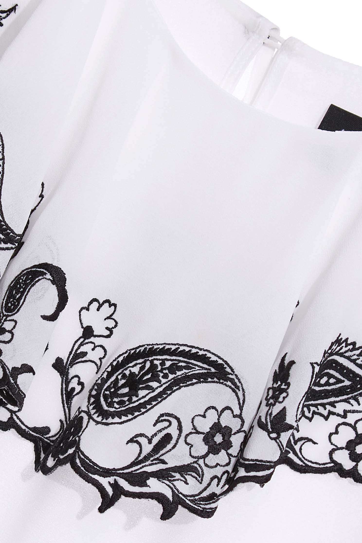 White Bertha Collar Blouse With Cut Out Embroidered DetailParamecium floral embroidered collar top,Tops,Embroidered,Season (AW) Look