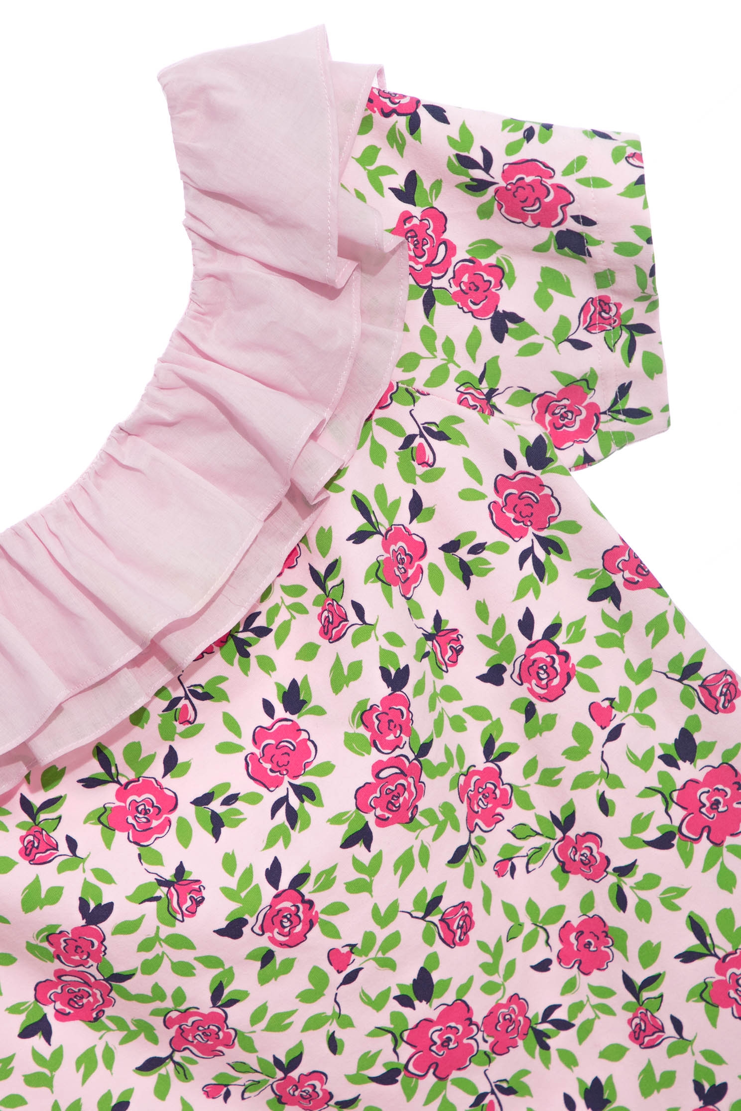 Floral Print Top With Flounce NecklineT-shirt top with rose print,Tops,Season (SS) Look,mothergift,Cotton