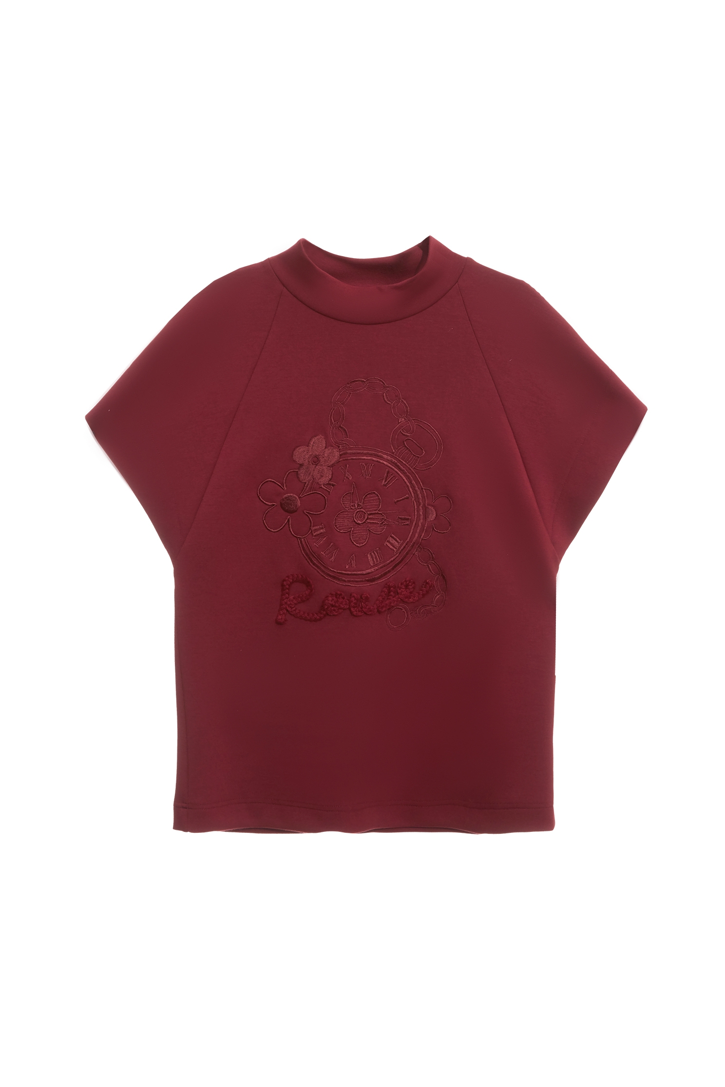 Wine Red Embroidery Logo TeeWine Red Embroidery Logo Tee,Tops,Embroidered,Season (SS) Look
