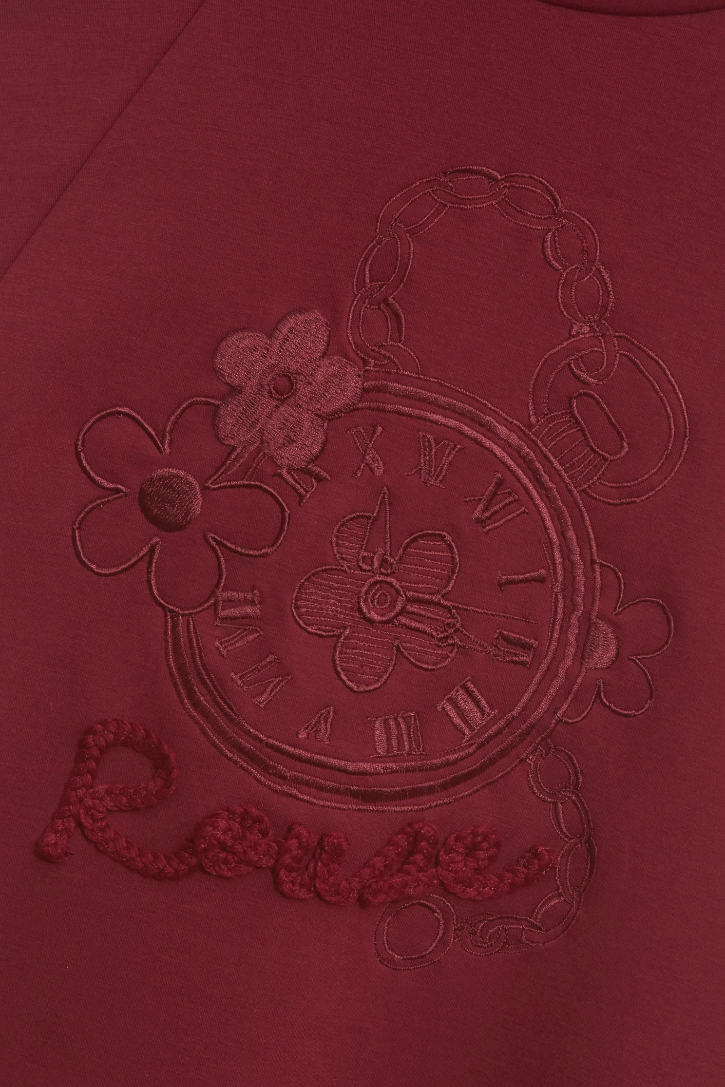 Wine Red Embroidery Logo TeeWine Red Embroidery Logo Tee,Tops,Embroidered,Season (SS) Look