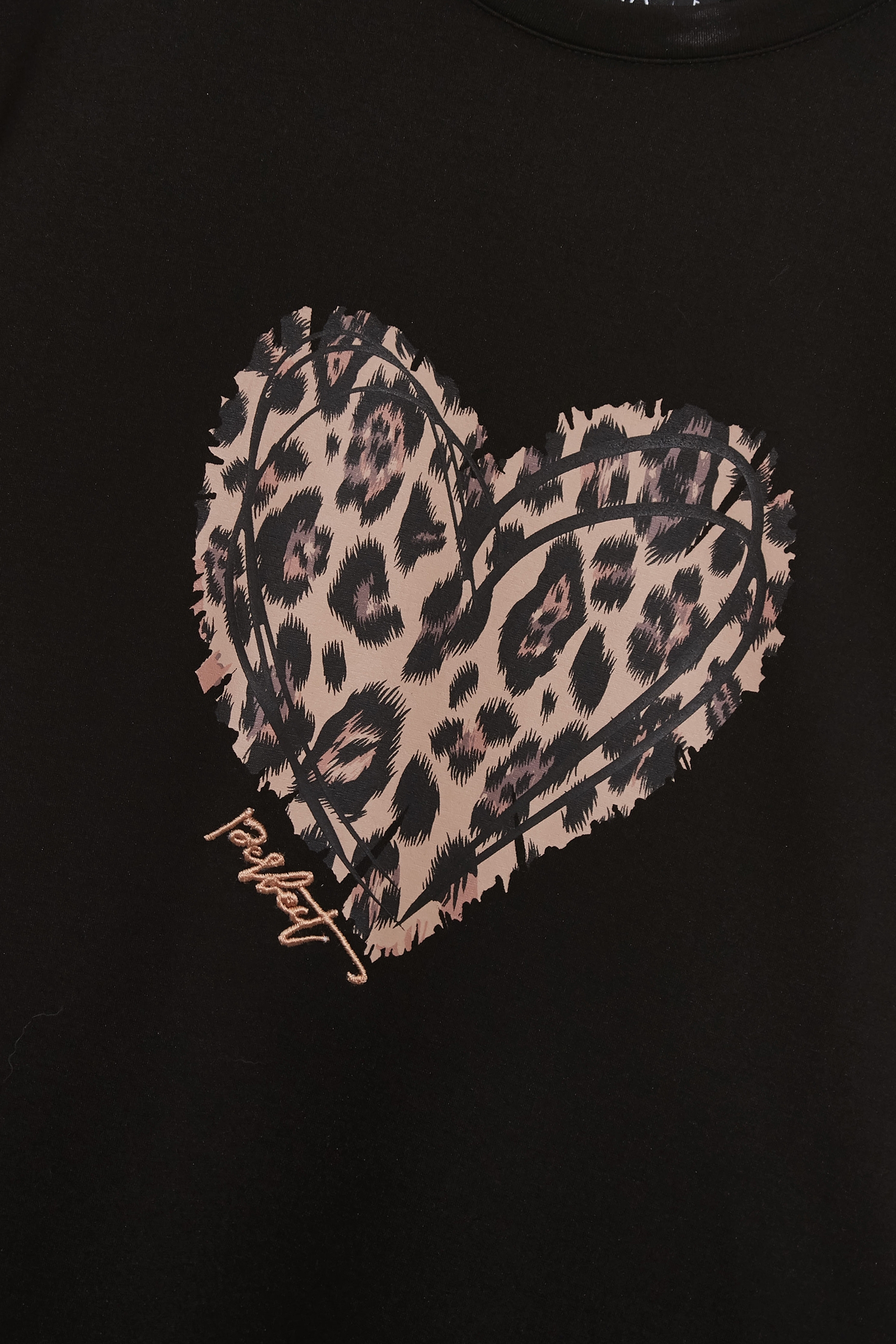 Leopard Print Heart Logo TeeLeopard Print Heart Logo Tee,Tops,Embroidered,Season (AW) Look,black tops