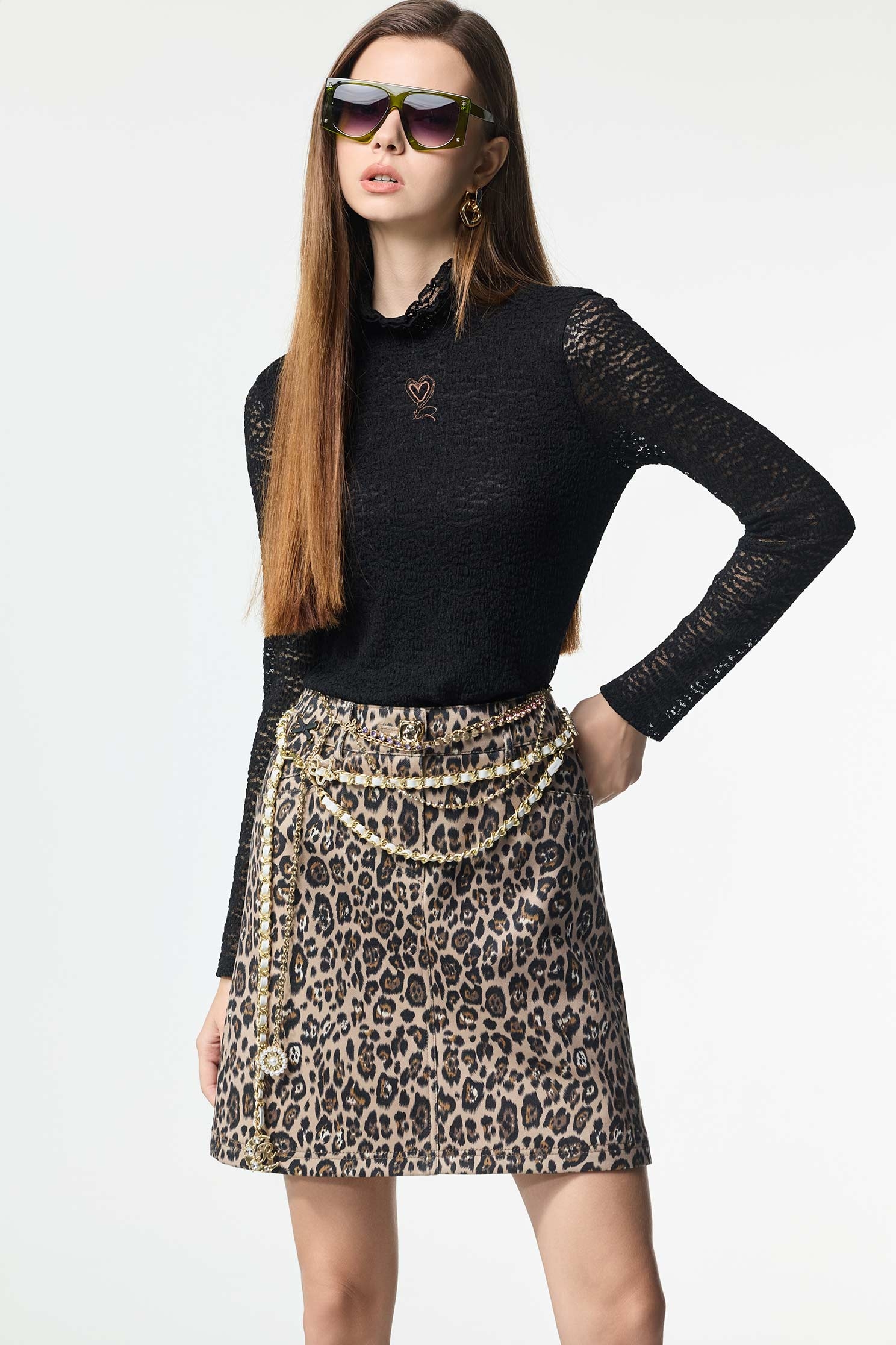 R Embroidery Logo Long Sleeve TopR Embroidery Logo Long Sleeve Top,Tops,Embroidered,Season (AW) Look,Lace,black tops