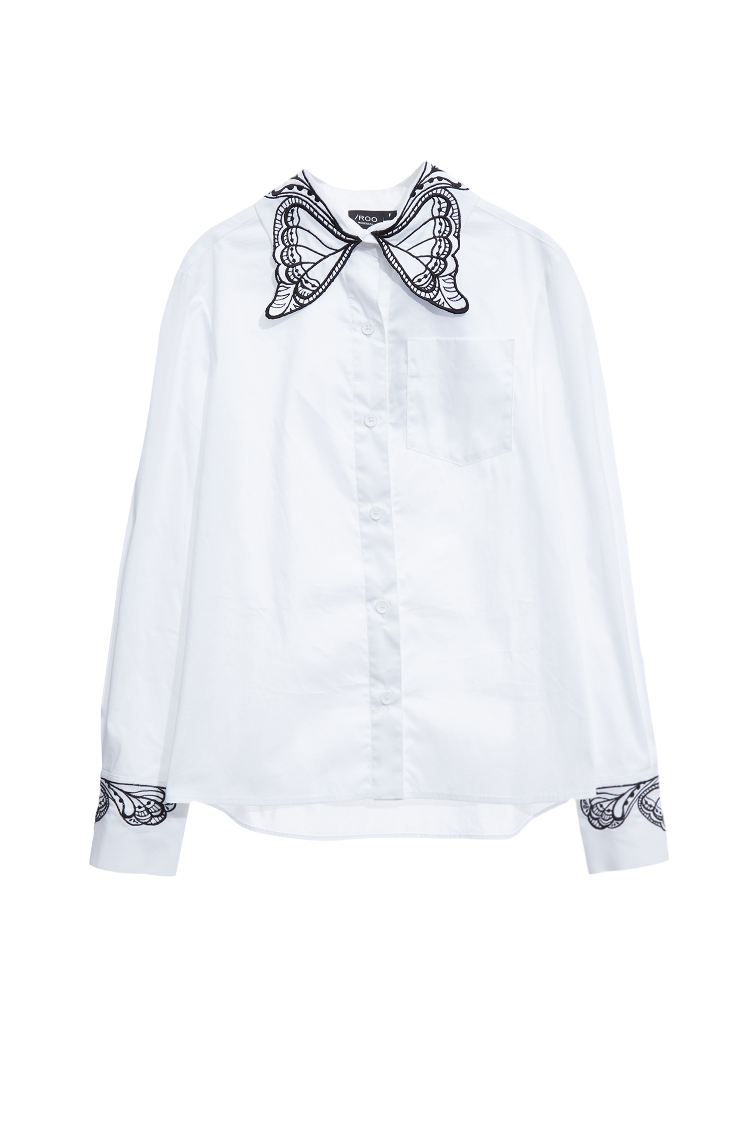Butterfly Motif Collar Detail BlouseButterfly Motif Collar Detail Blouse,Tops,White tops,Season (AW) Look,Embroidered,Blouses