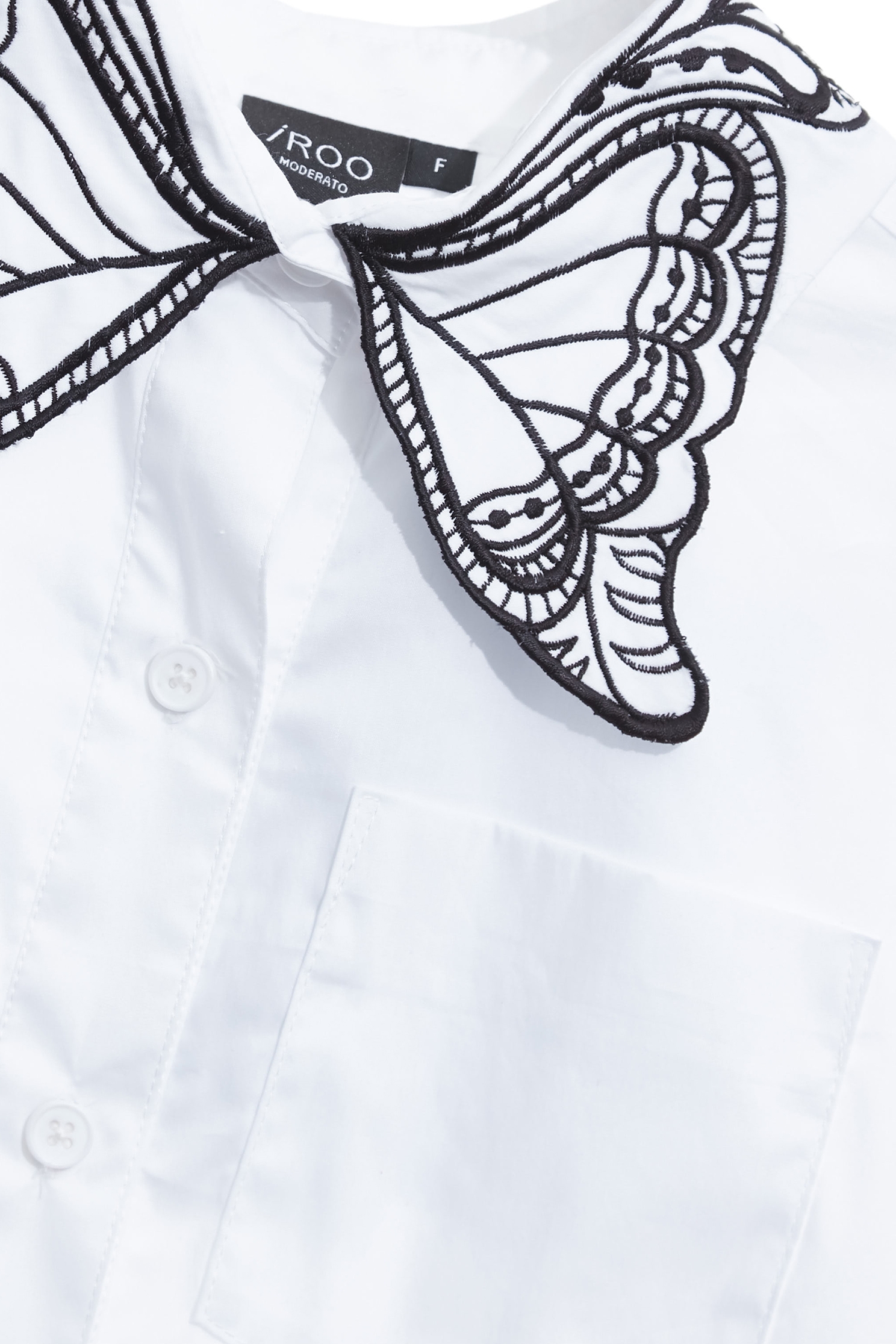 Butterfly Motif Collar Detail BlouseButterfly Motif Collar Detail Blouse,Tops,White tops,Season (AW) Look,Embroidered,Blouses