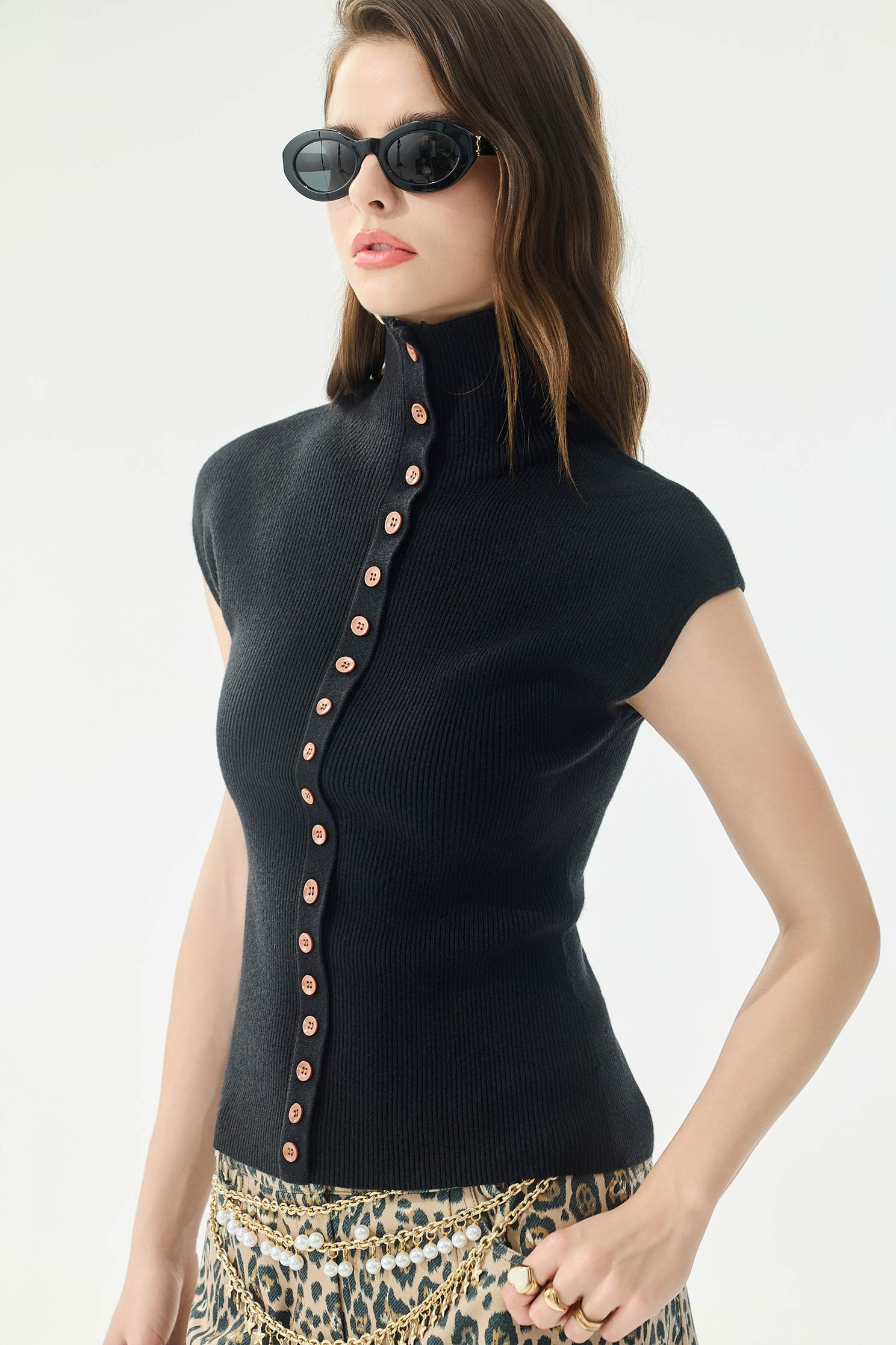 High Neck Caramel Knit TopHigh Neck Caramel Knit Top,Tops,Season (AW) Look,Knitted,Knitted tops