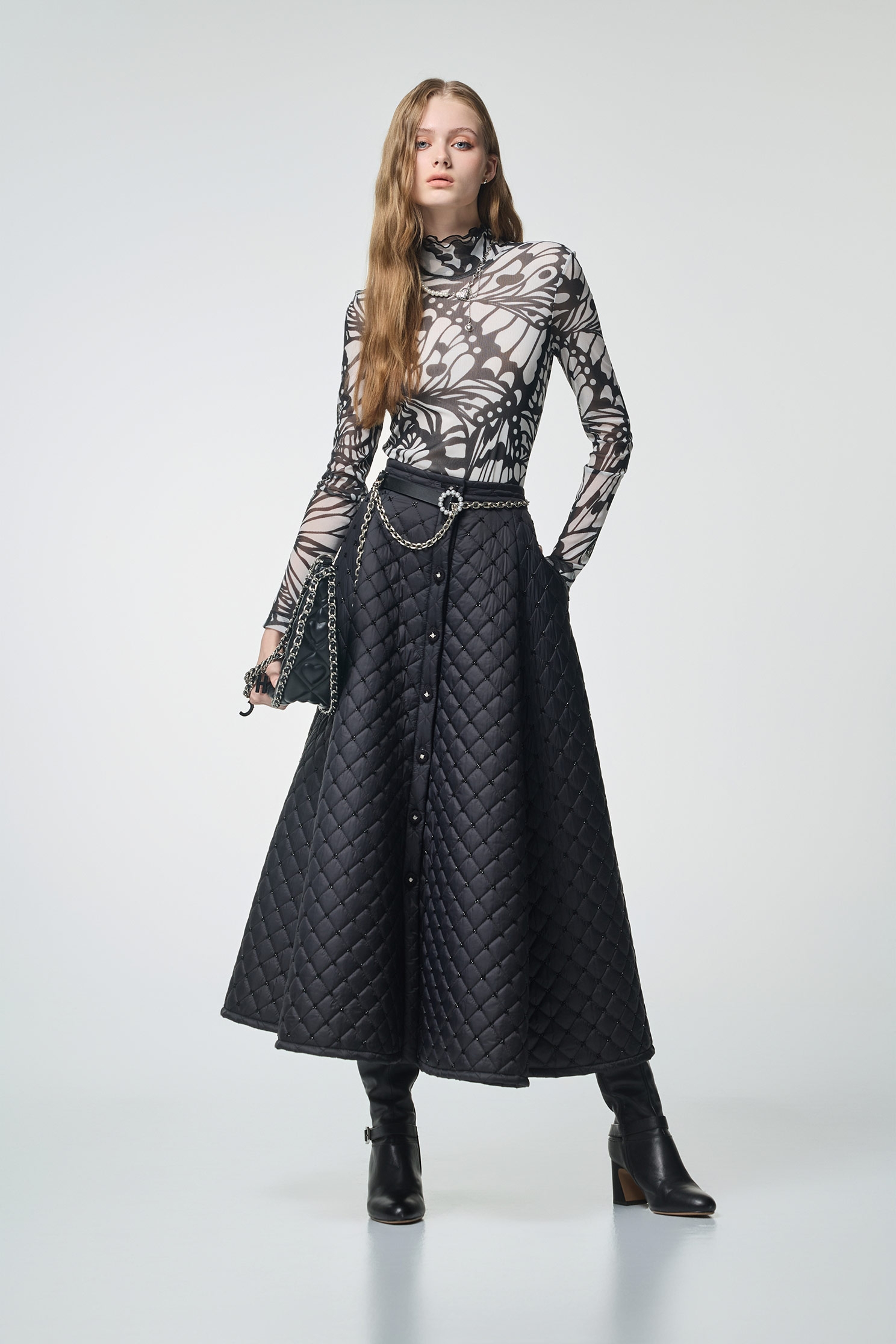 Butterfly Motif Turtleneck TopButterfly Motif Turtleneck Top,Tops,bestselling,Season (AW) Look,Turtleneck tops