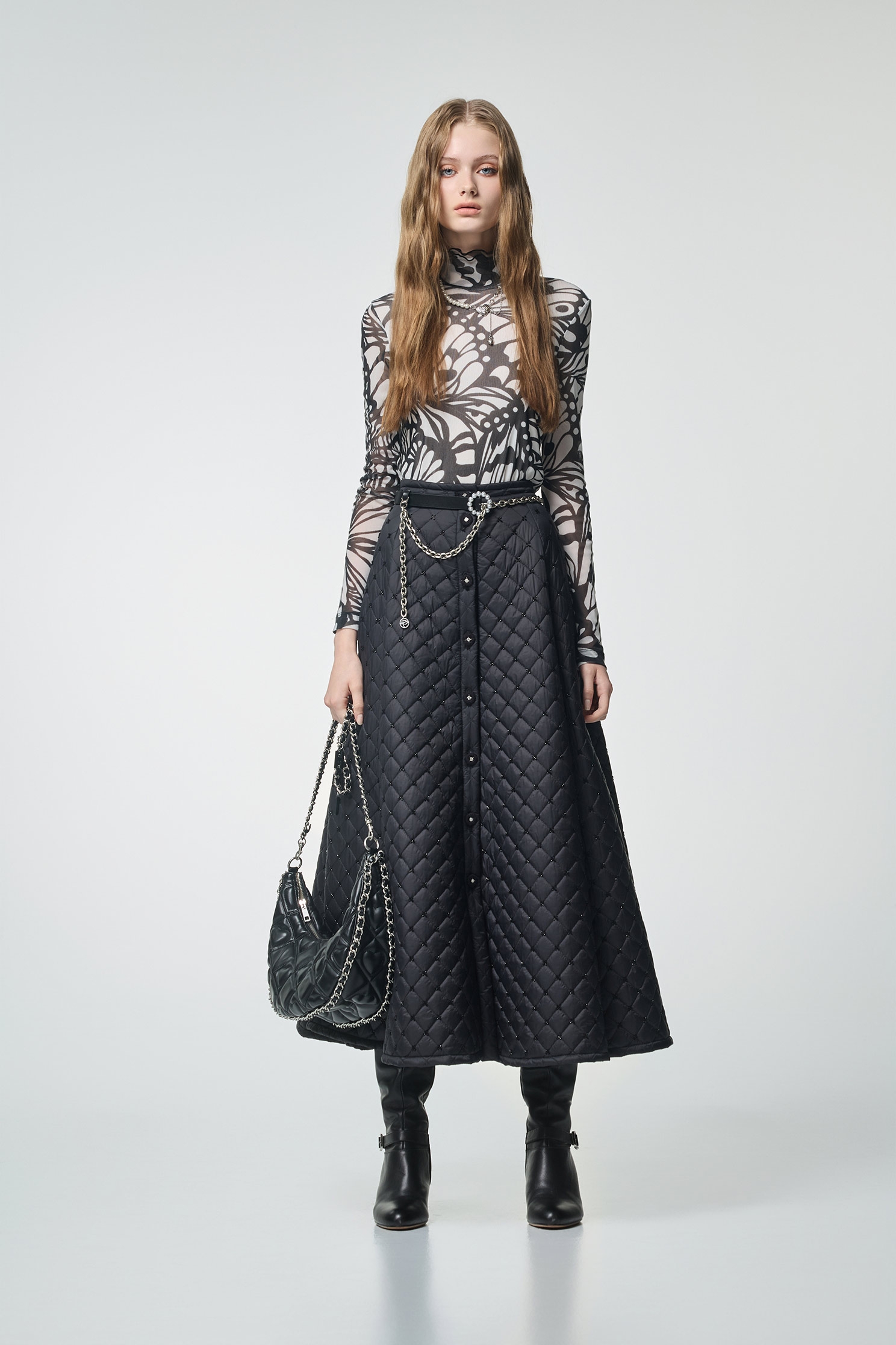 Butterfly Motif Turtleneck TopButterfly Motif Turtleneck Top,Tops,bestselling,Season (AW) Look,Turtleneck tops