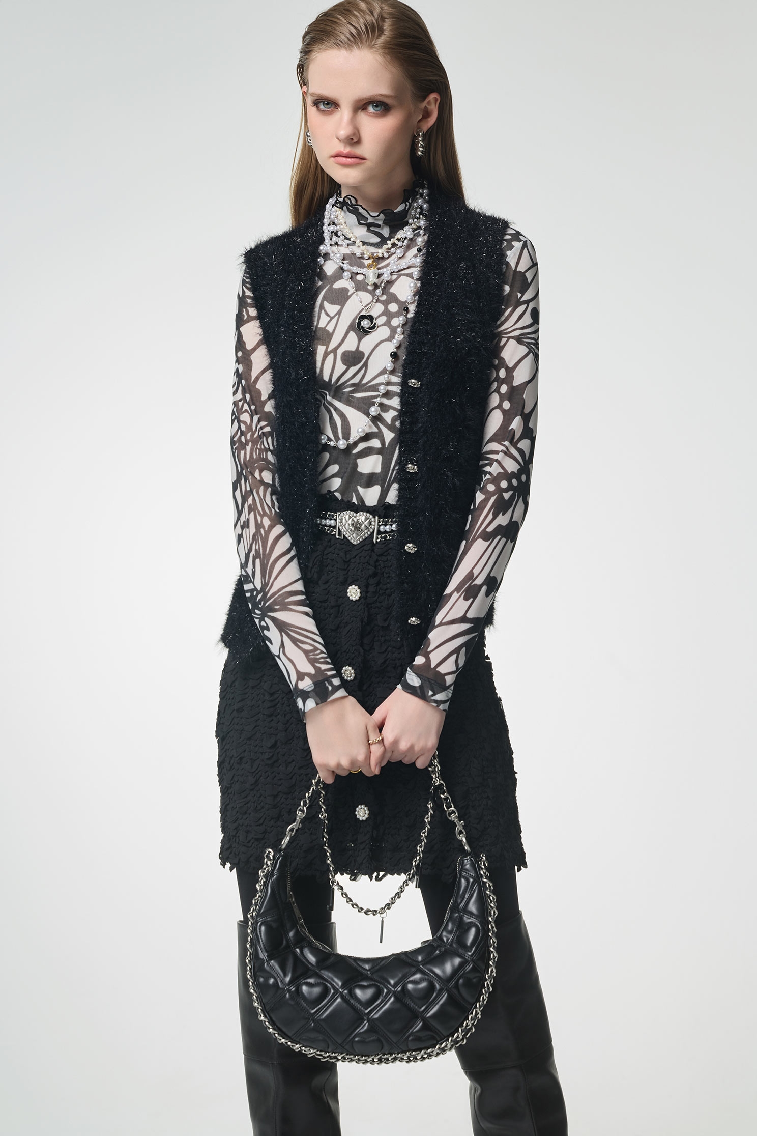 Butterfly Motif Turtleneck TopButterfly Motif Turtleneck Top,Tops,bestselling,Season (AW) Look,Turtleneck tops