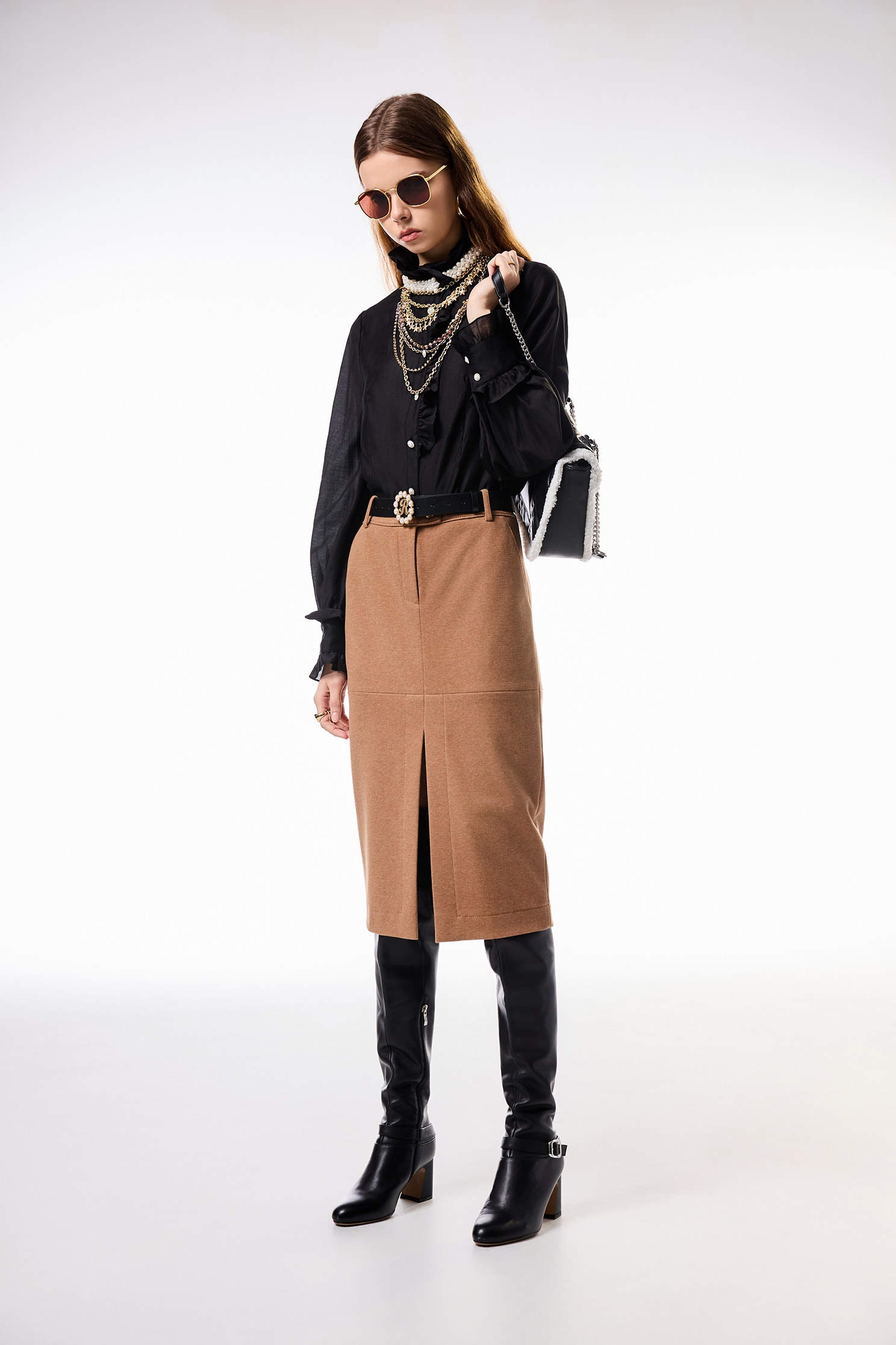 Ruffle With Pearl Detail BlouseRuffle With Pearl Detail Blouse,Tops,pearl,Season (AW) Look,black tops