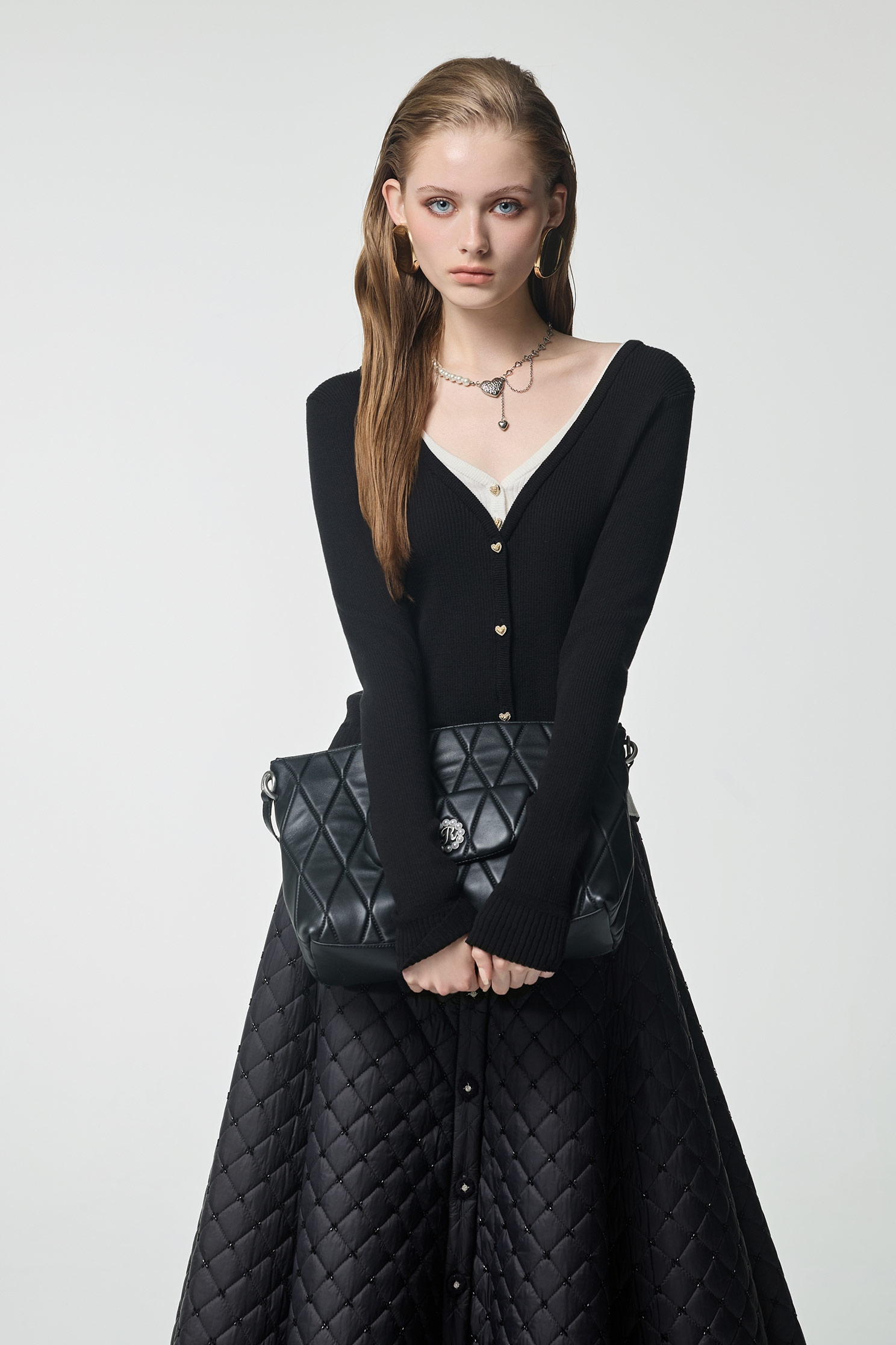 Fake Two Piece V-neck TopFake Two Piece V-neck Top,Office Looks,bestselling,Season (AW) Look,Valentine,Knitted,Knitted tops