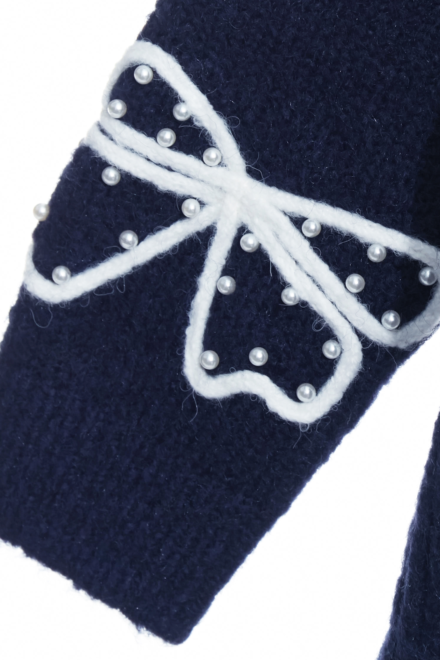 Contrast Bow Detail Navy Knit TopContrast Bow Detail Navy Knit Top,Tops,pearl,Season (AW) Look,bows,Knitted,Knitted tops