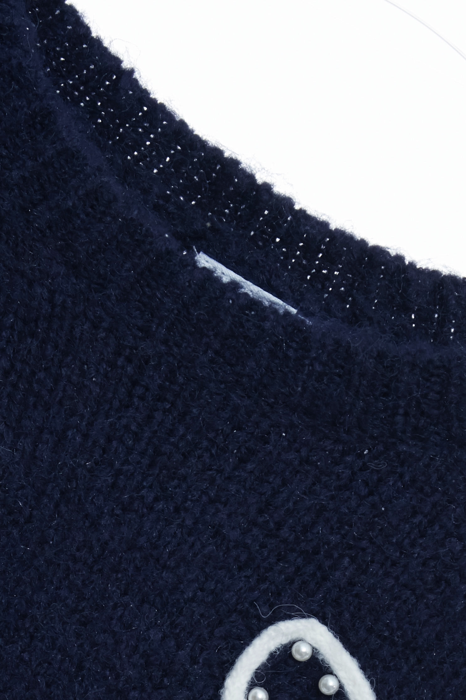 Contrast Bow Detail Navy Knit TopContrast Bow Detail Navy Knit Top,Tops,pearl,Season (AW) Look,bows,Knitted,Knitted tops