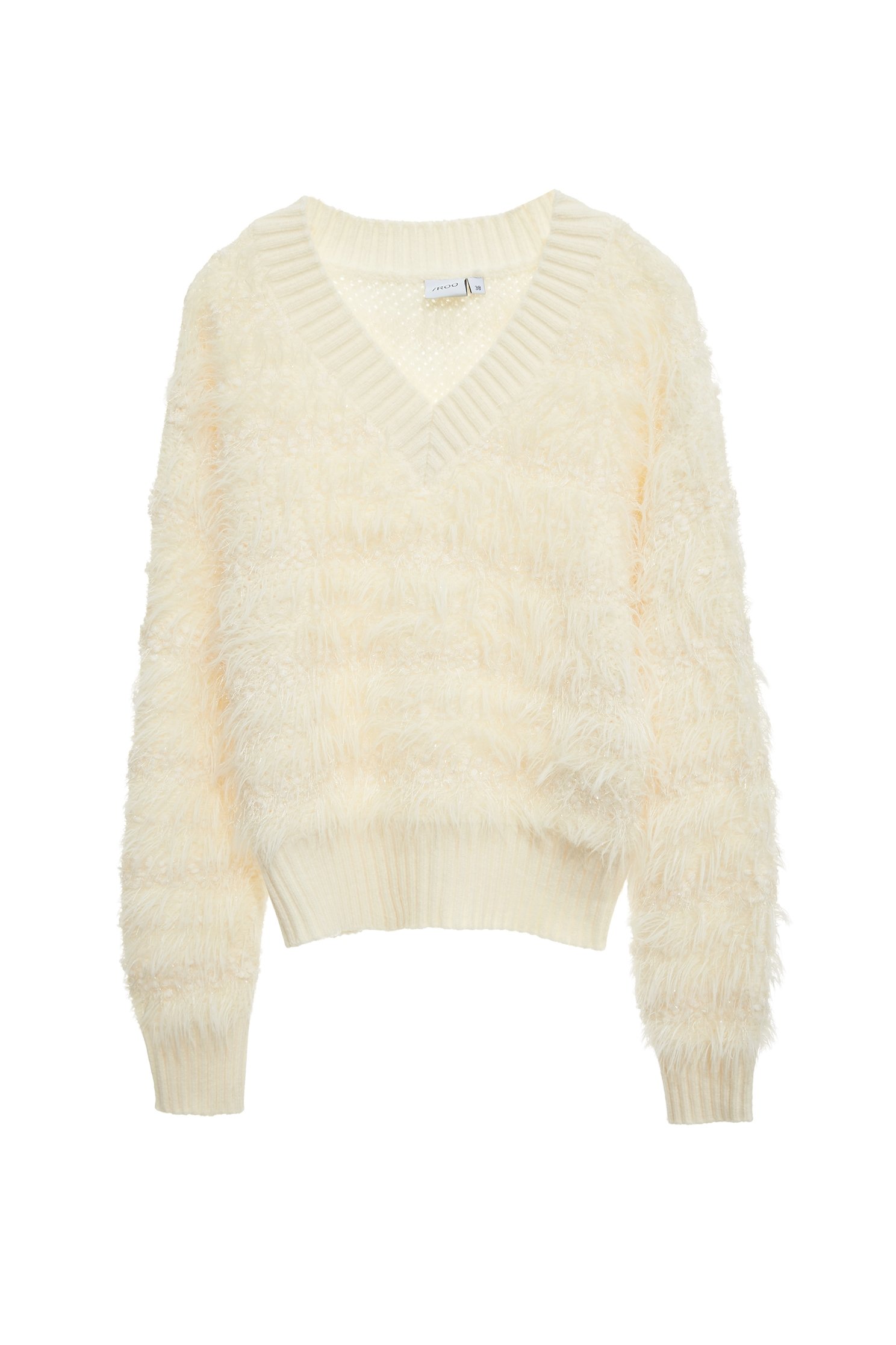 V-neck Fringe Knit TopV-neck Fringe Knit Top,Tops,Season (AW) Look,Knitted,Knitted tops