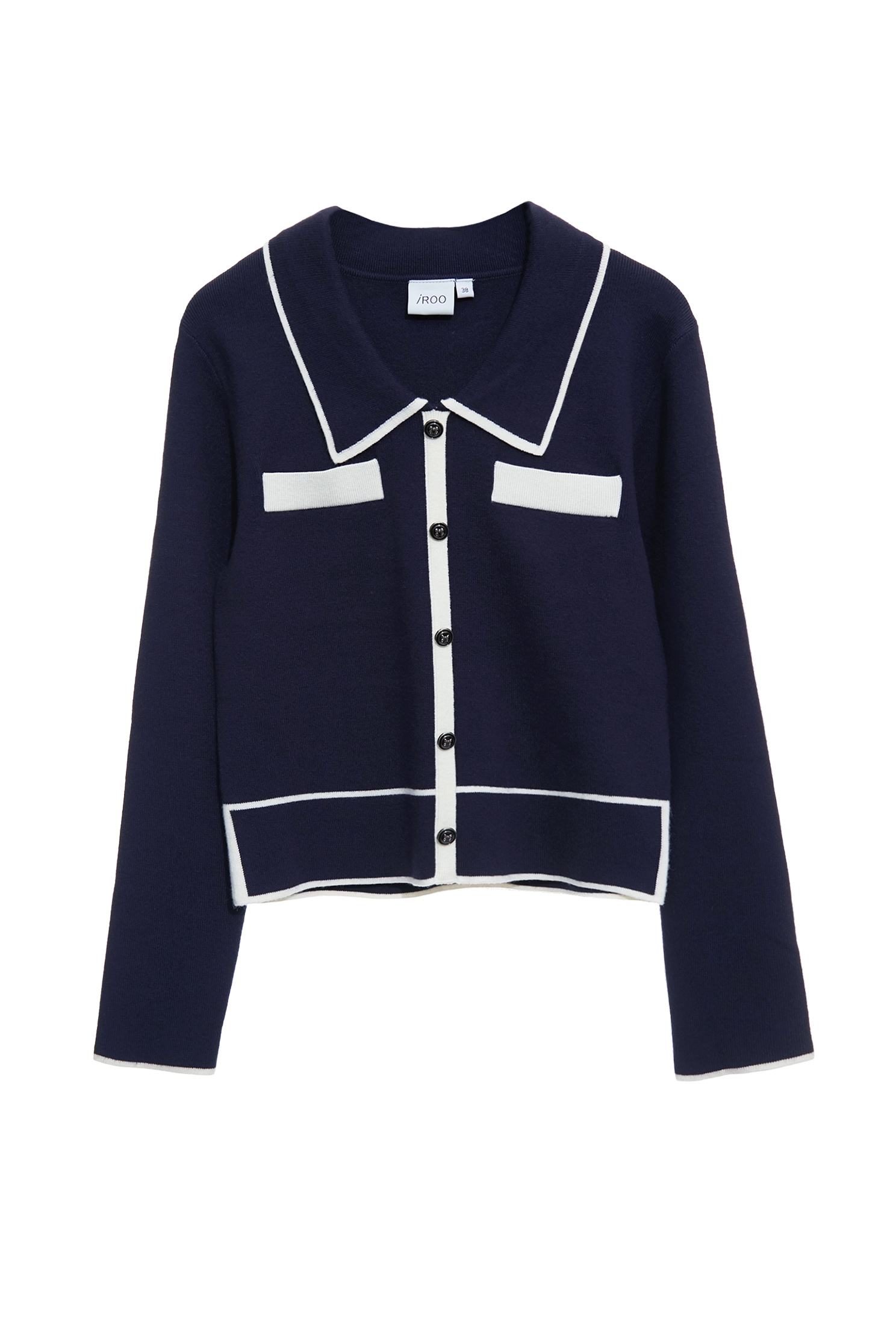 Contrast Trim Navy Knit CardiganContrast Trim Navy Knit Cardigan,Tops,Season (AW) Look,Knitted,Knitted tops