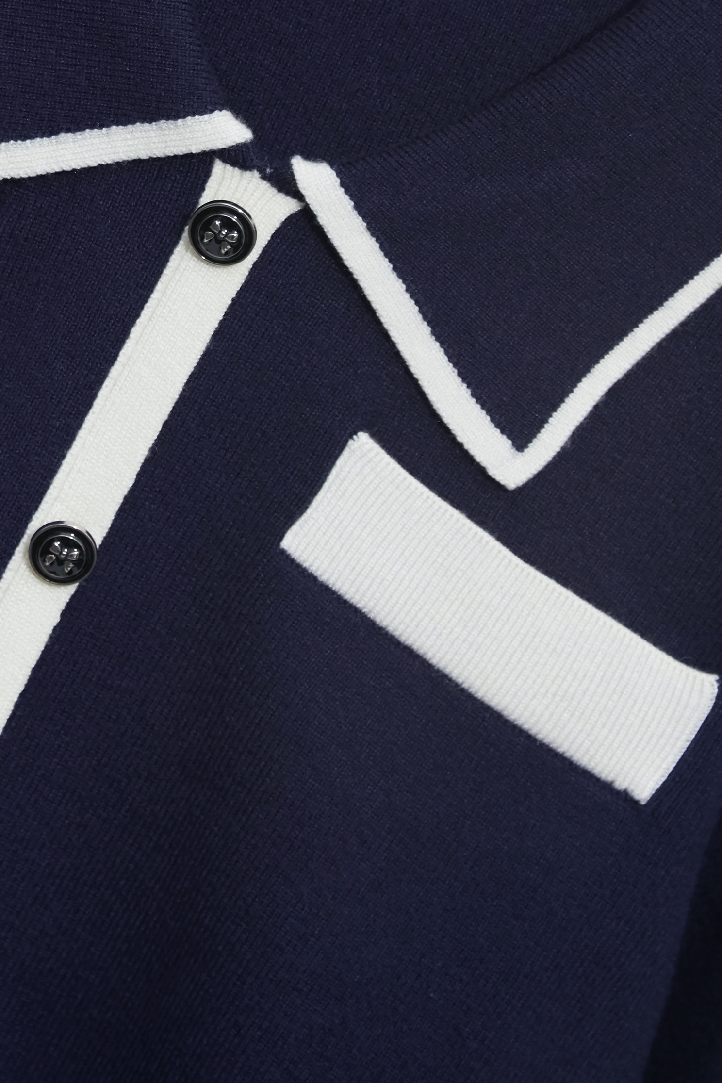 Contrast Trim Navy Knit CardiganContrast Trim Navy Knit Cardigan,Tops,Season (AW) Look,Knitted,Knitted tops