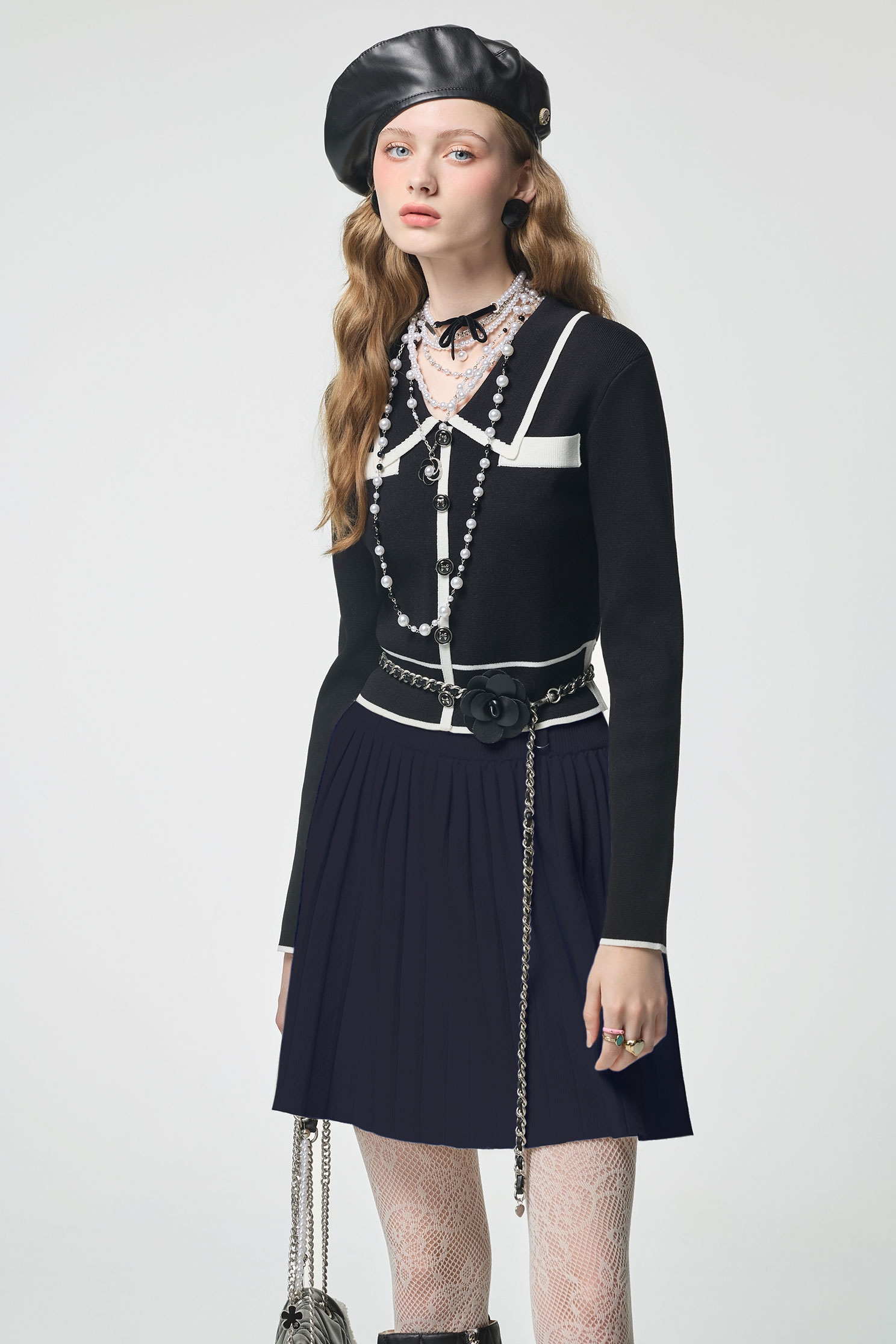 Contrast Trim Navy Knit CardiganContrast Trim Navy Knit Cardigan,Tops,Season (AW) Look,Knitted,Knitted tops