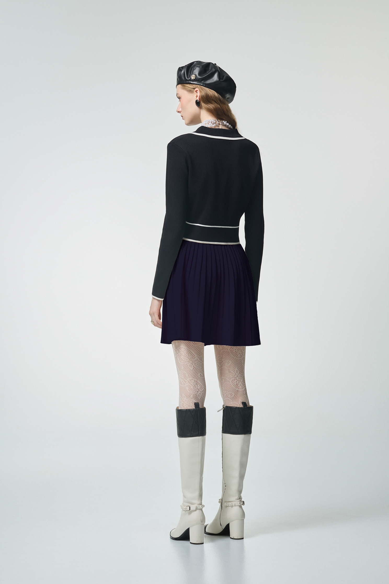 Contrast Trim Navy Knit CardiganContrast Trim Navy Knit Cardigan,Tops,Season (AW) Look,Knitted,Knitted tops