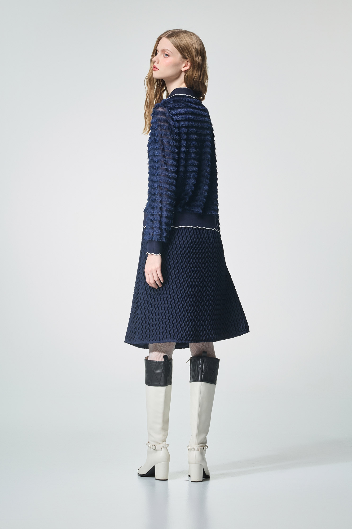 Navy Fringe Detail Long Sleeve TopNavy Fringe Detail Long Sleeve Top,Tops,Season (AW) Look