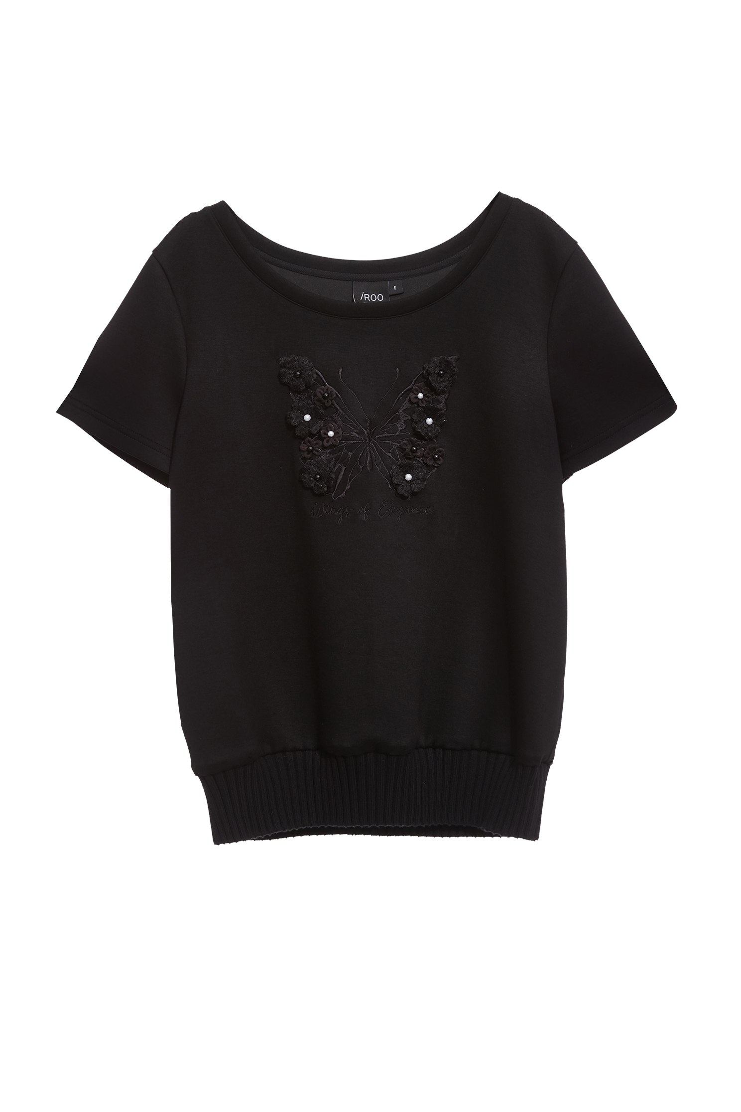 Butterfly Sequin Detail Black TopButterfly Sequin Detail Black Top,Tops,pearl,Season (AW) Look,Embroidered,black tops