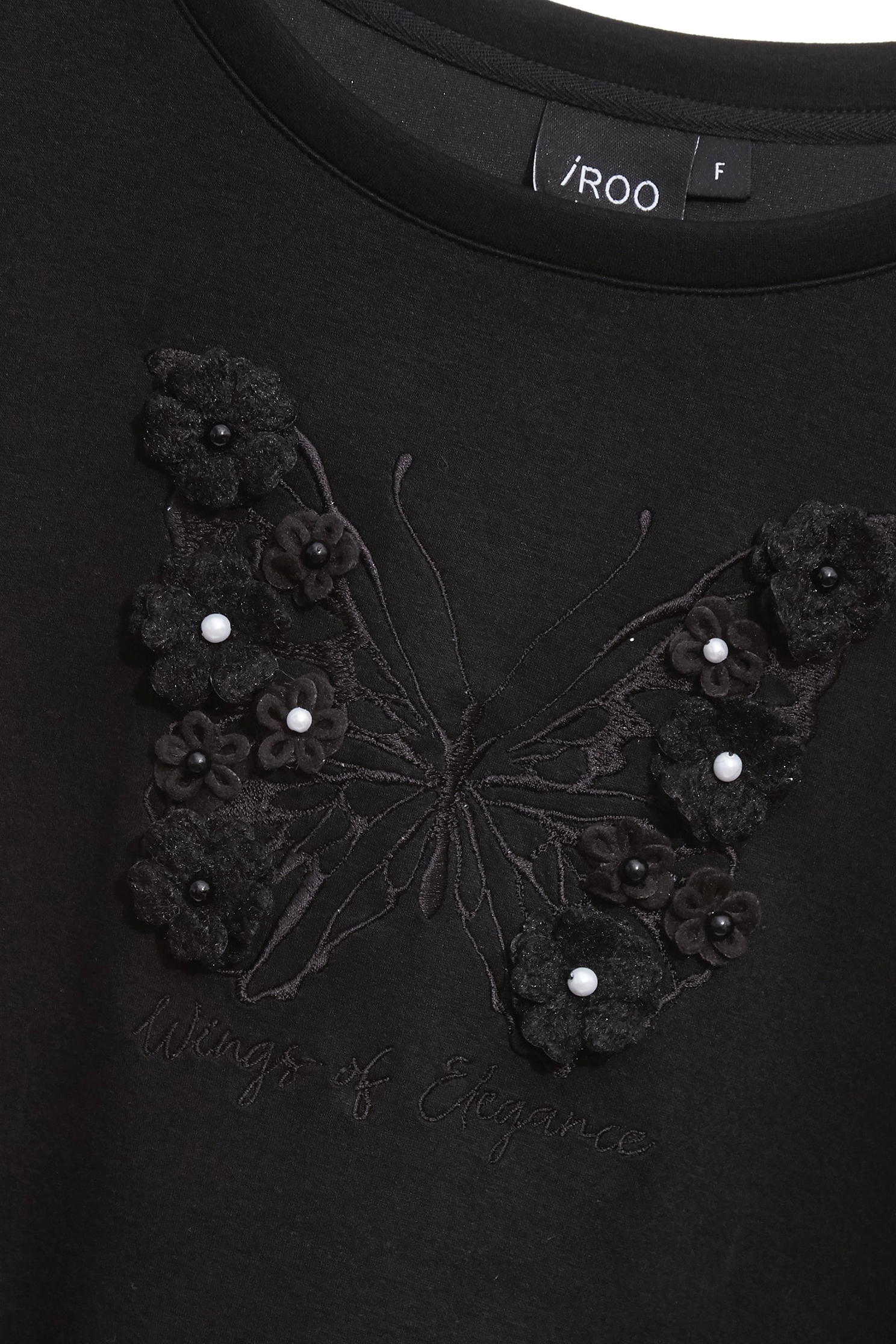 Butterfly Sequin Detail Black TopButterfly Sequin Detail Black Top,Tops,pearl,Season (AW) Look,Embroidered,black tops