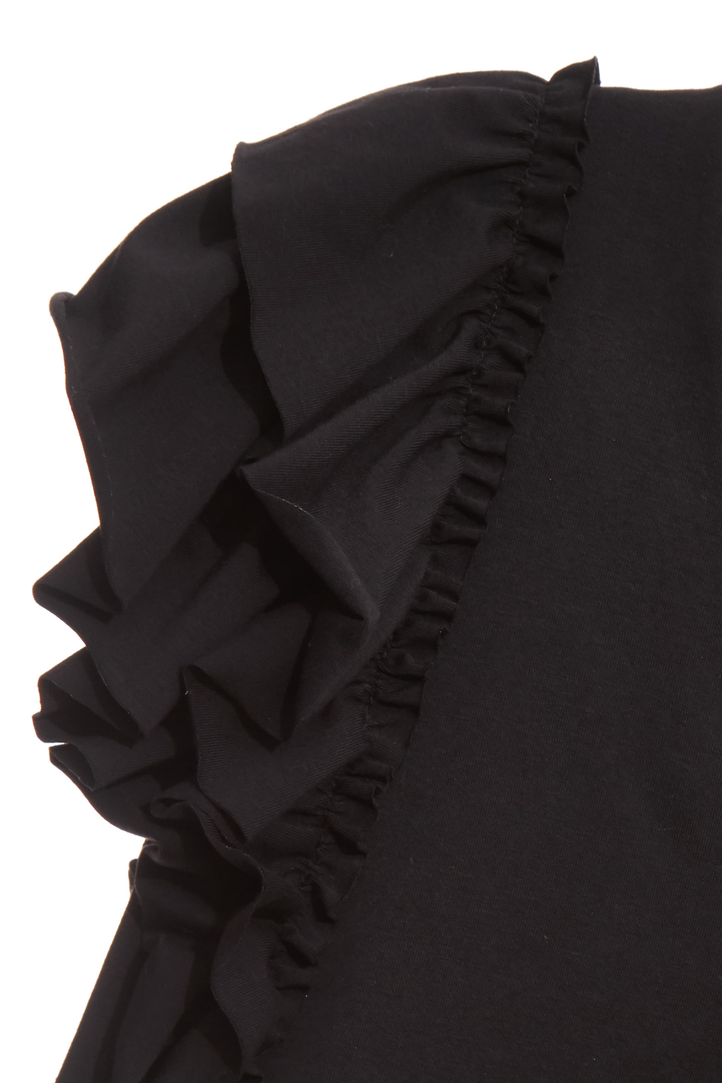 Ruffle Layered Sleeve V-neck TeeRuffle Layered Sleeve V-neck Tee,Tops,Season (AW) Look,Cotton,black tops