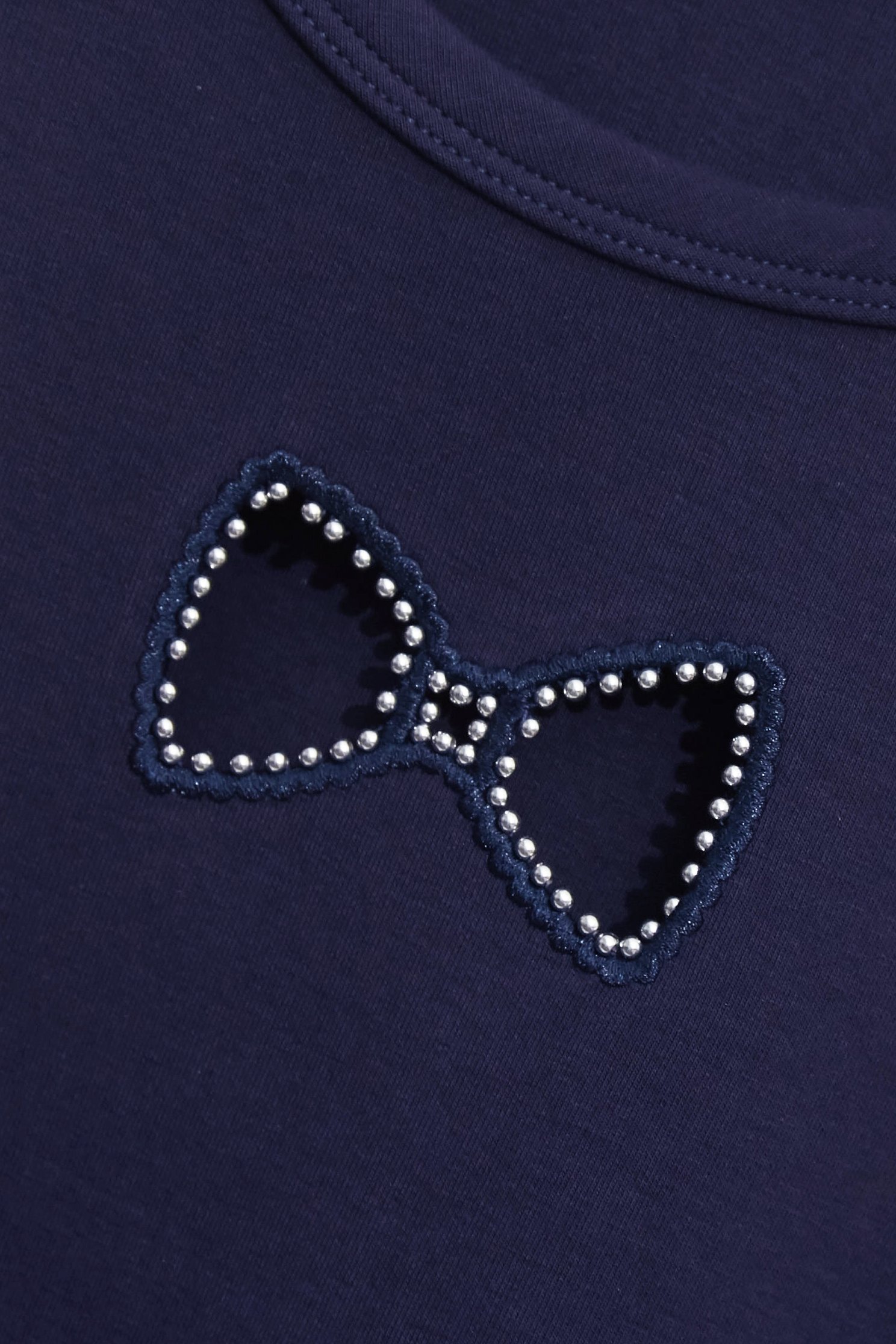 Hollow Out Bow Detail Navy TopHollow Out Bow Detail Navy Top,Tops,Embroidered,Season (AW) Look,bows