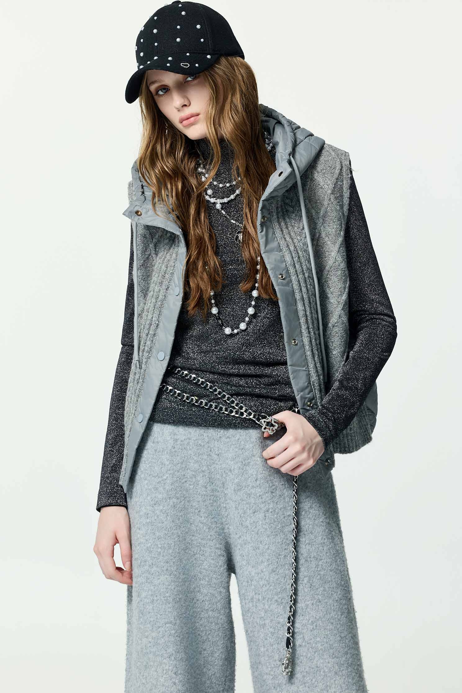 Metallic Sheen Charcoal Grey TopMetallic Sheen Charcoal Grey Top,Tops,Season (AW) Look,black tops