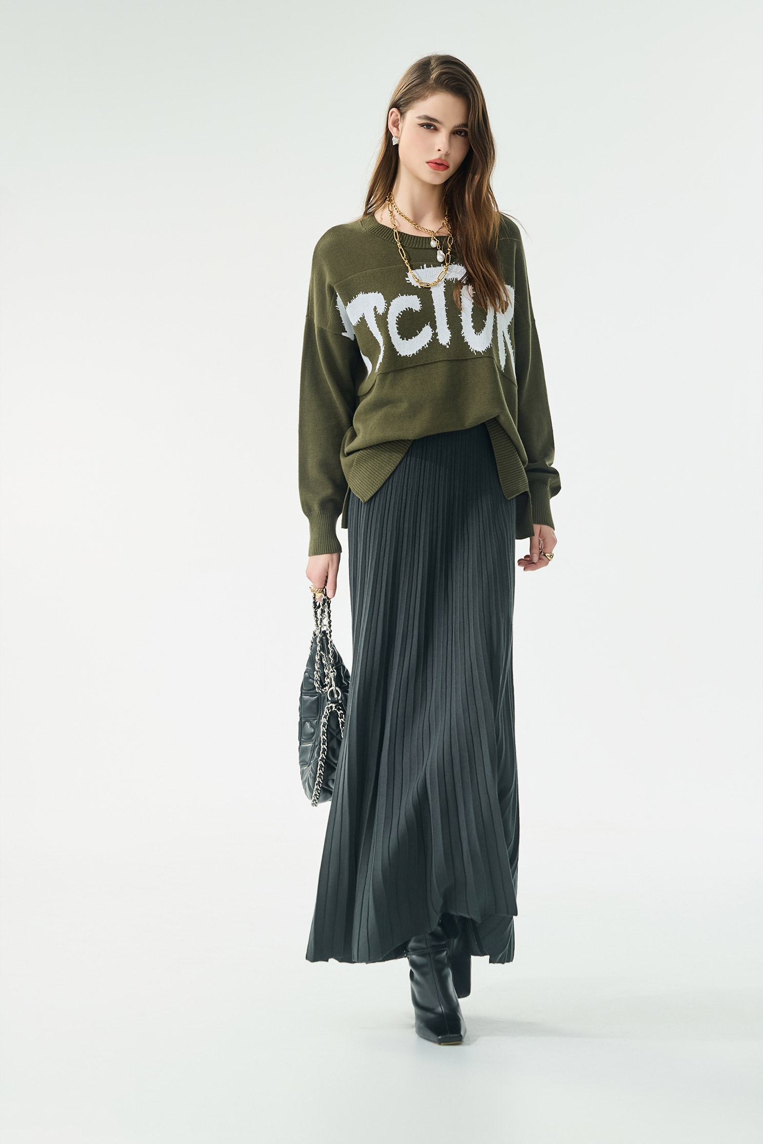 Front Slogan Oversize Knit TopFront Slogan Oversize Knit Top,Tops,Season (AW) Look,Cotton,Knitted,Knitted tops