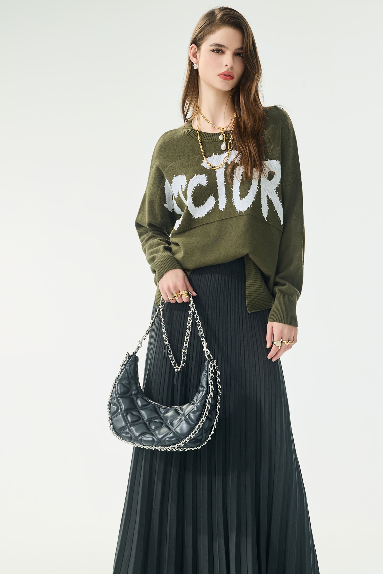 Front Slogan Oversize Knit TopFront Slogan Oversize Knit Top,Tops,Season (AW) Look,Cotton,Knitted,Knitted tops
