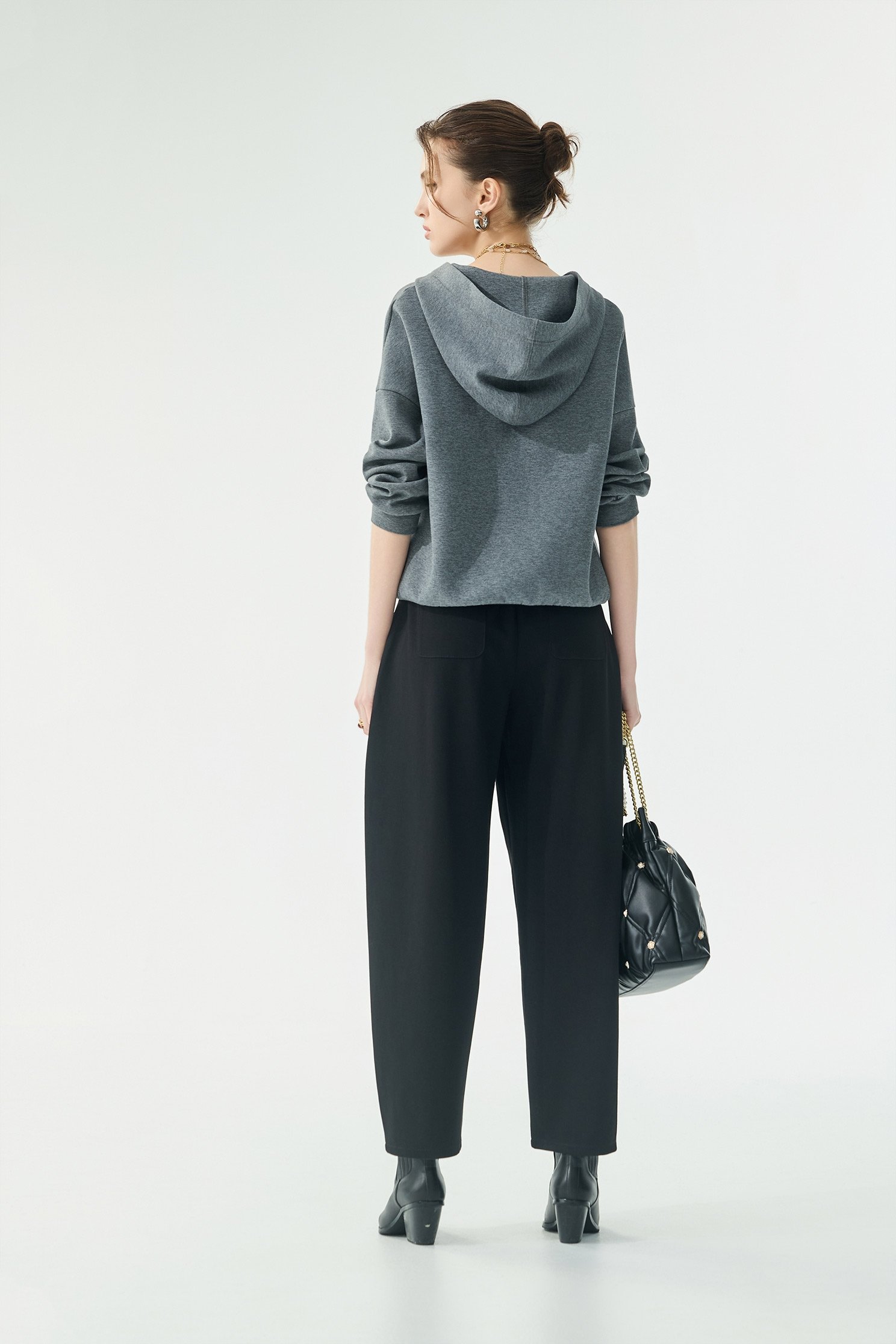 Grey Hoodie Long Sleeve TopGrey Hoodie Long Sleeve Top,Tops,Embroidered,Season (AW) Look