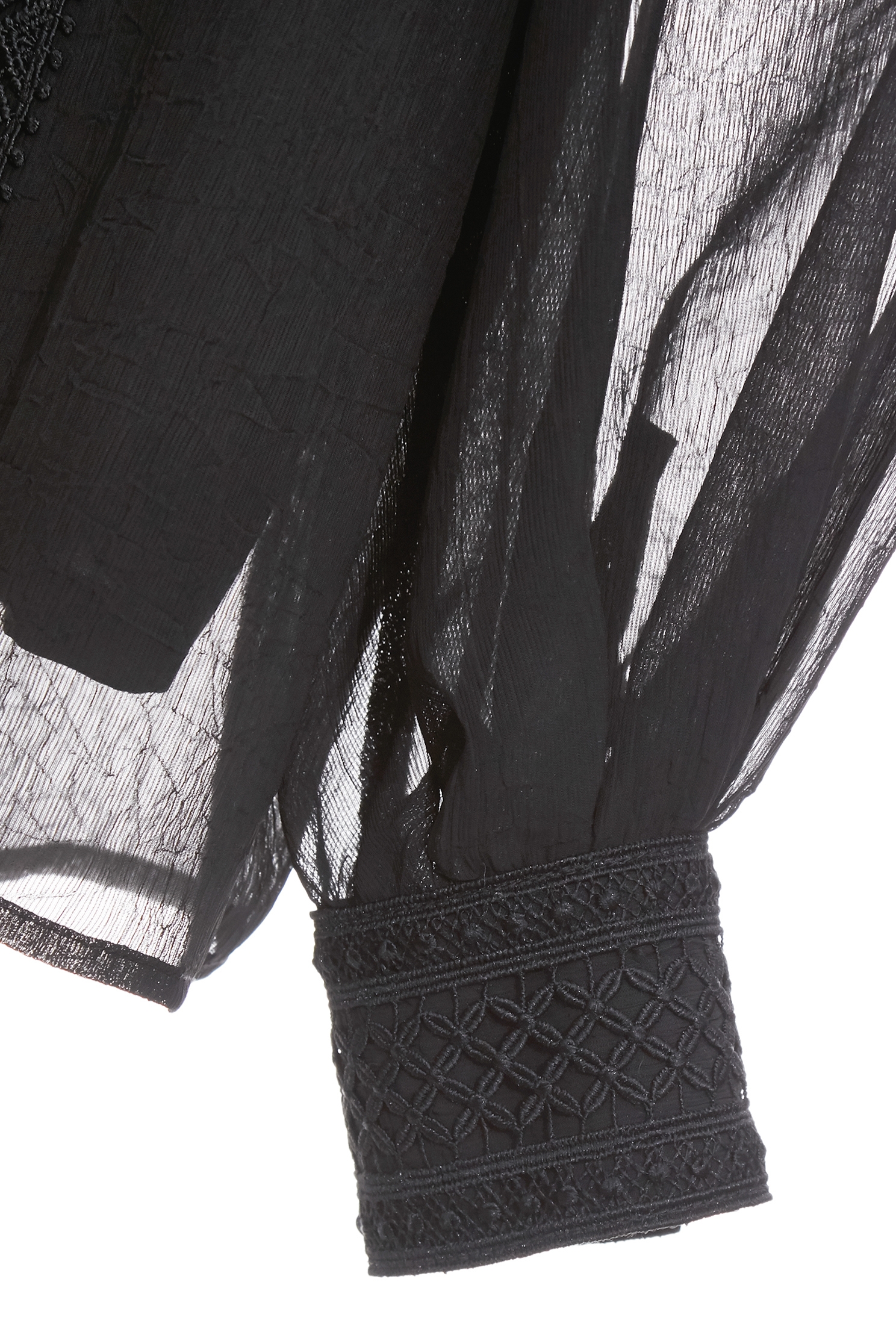 Lace Trim Detail Chiffon TopLace Trim Detail Chiffon Top,Tops,Under shirts,Season (AW) Look,Cutwork details tops,Lace,Chiffon tops,black tops