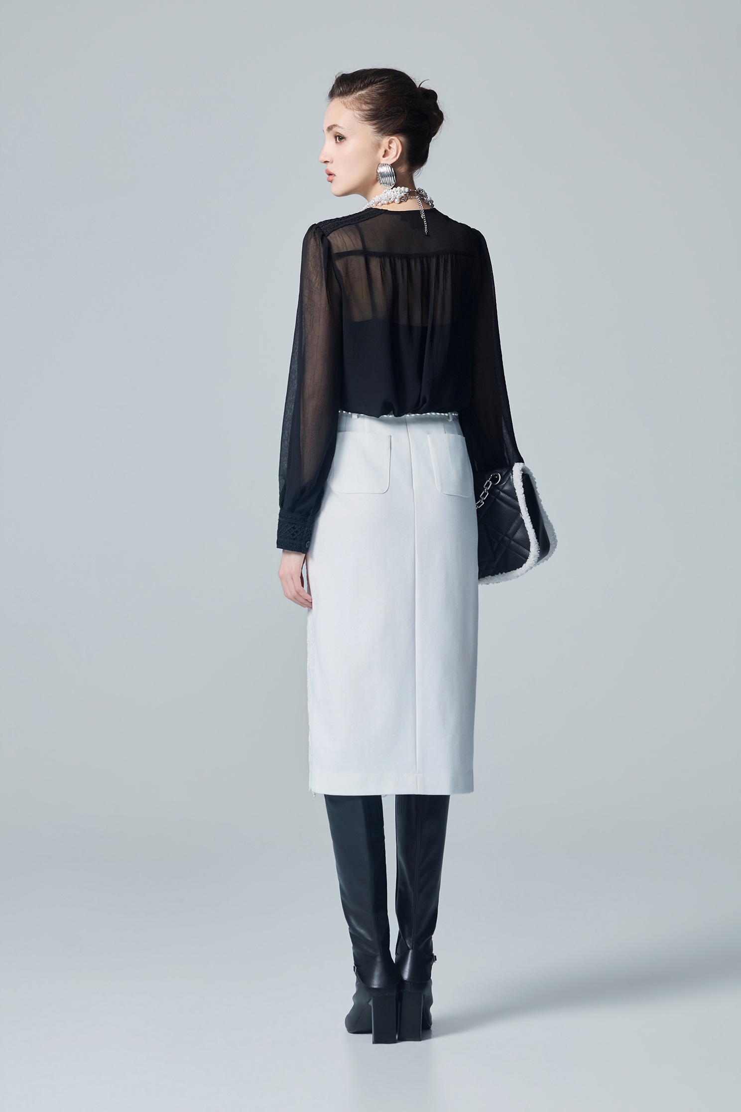 Lace Trim Detail Chiffon TopLace Trim Detail Chiffon Top,Tops,Under shirts,Season (AW) Look,Cutwork details tops,Lace,Chiffon tops,black tops