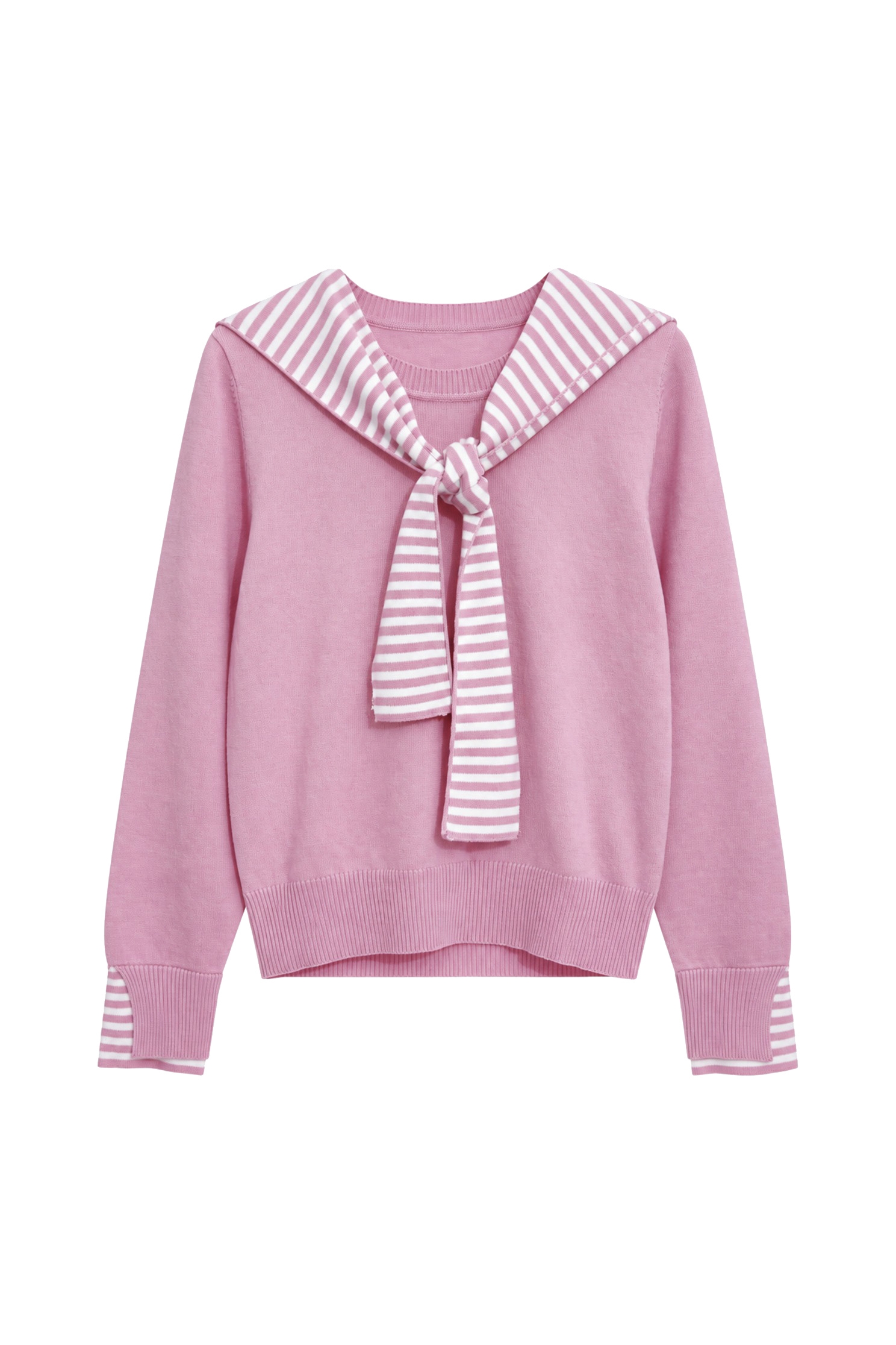 Pink Long Sleeve Scarf Knit TopPink Long Sleeve Scarf Knit Top,Tops,Season (AW) Look,Knitted,Knitted tops