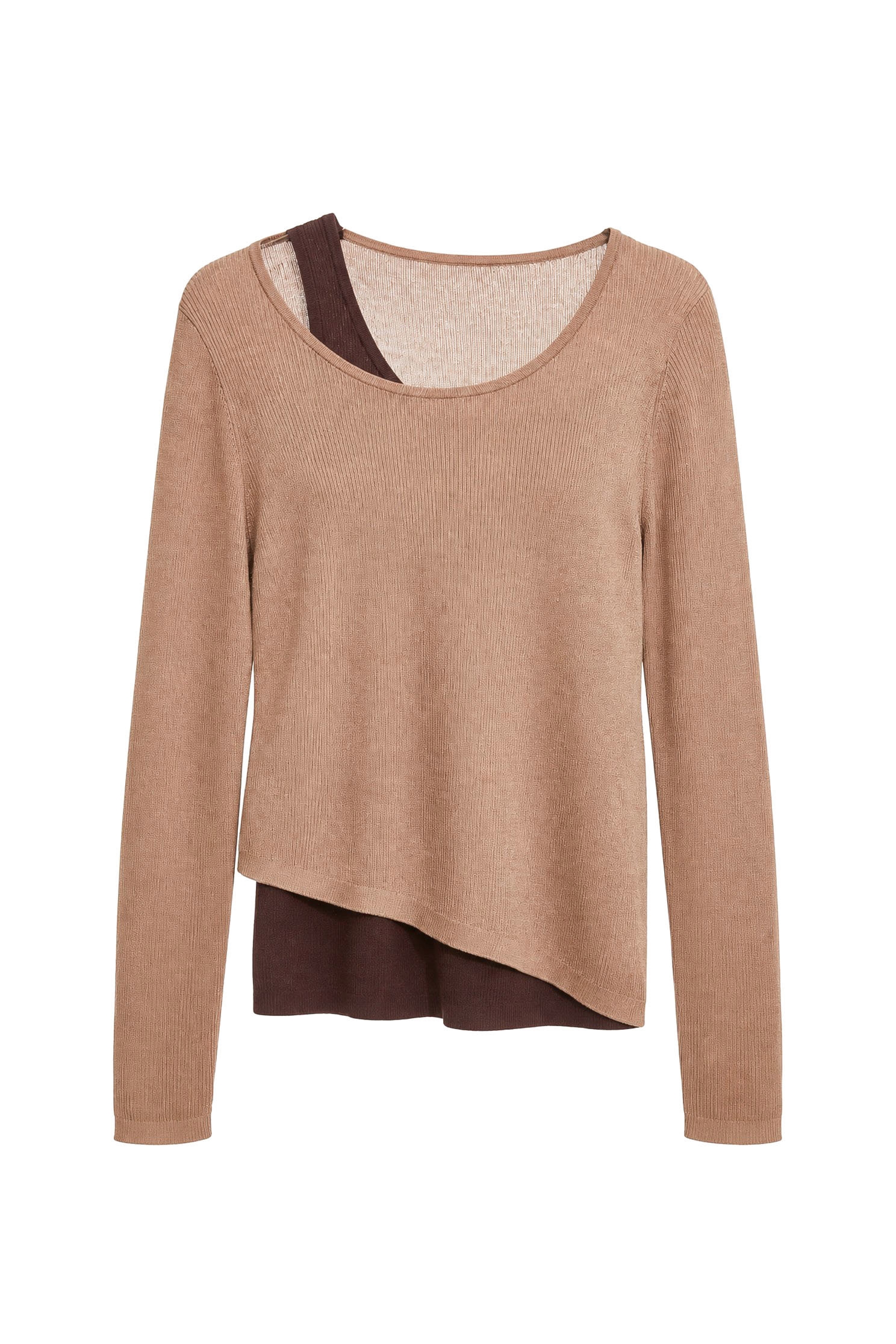 Fake Two Piece Coco Brown Knit TopFake Two Piece Coco Brown Knit Top,Tops,Season (AW) Look,Knitted,Knitted tops